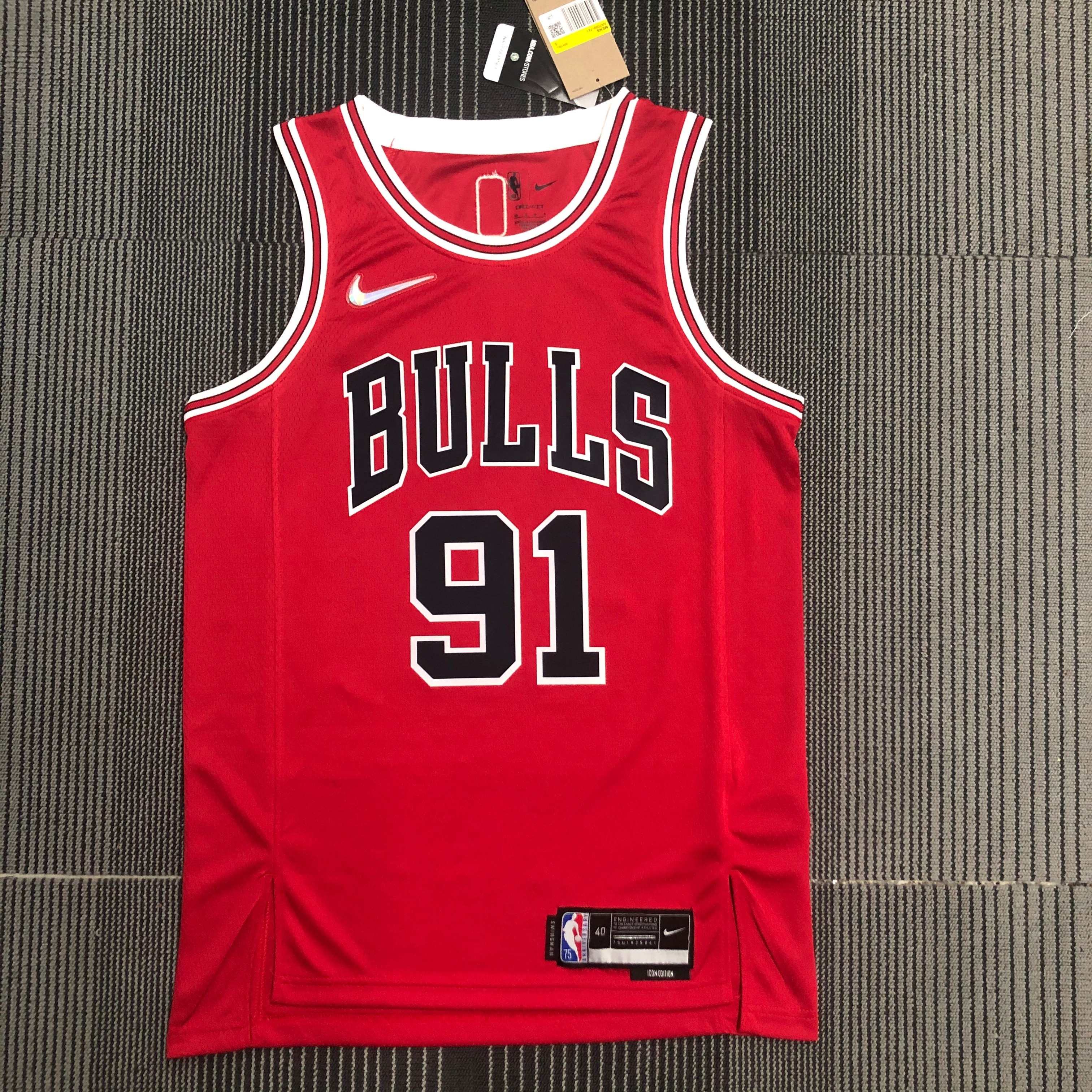 NBA Men 75th Anniversary Chicago Bulls Red #91 RODMAN Jersey High Quality Name and Number Print - leoleo123123