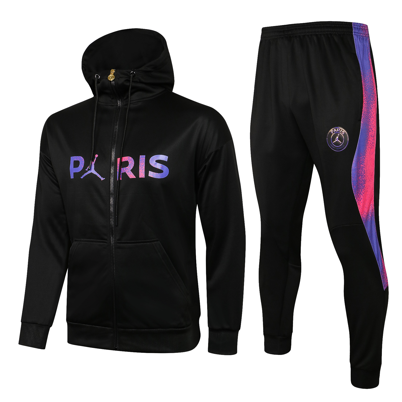 21/22 PSG Black Jacket Tracksuit with Cap Thai Quality - leoleo123123