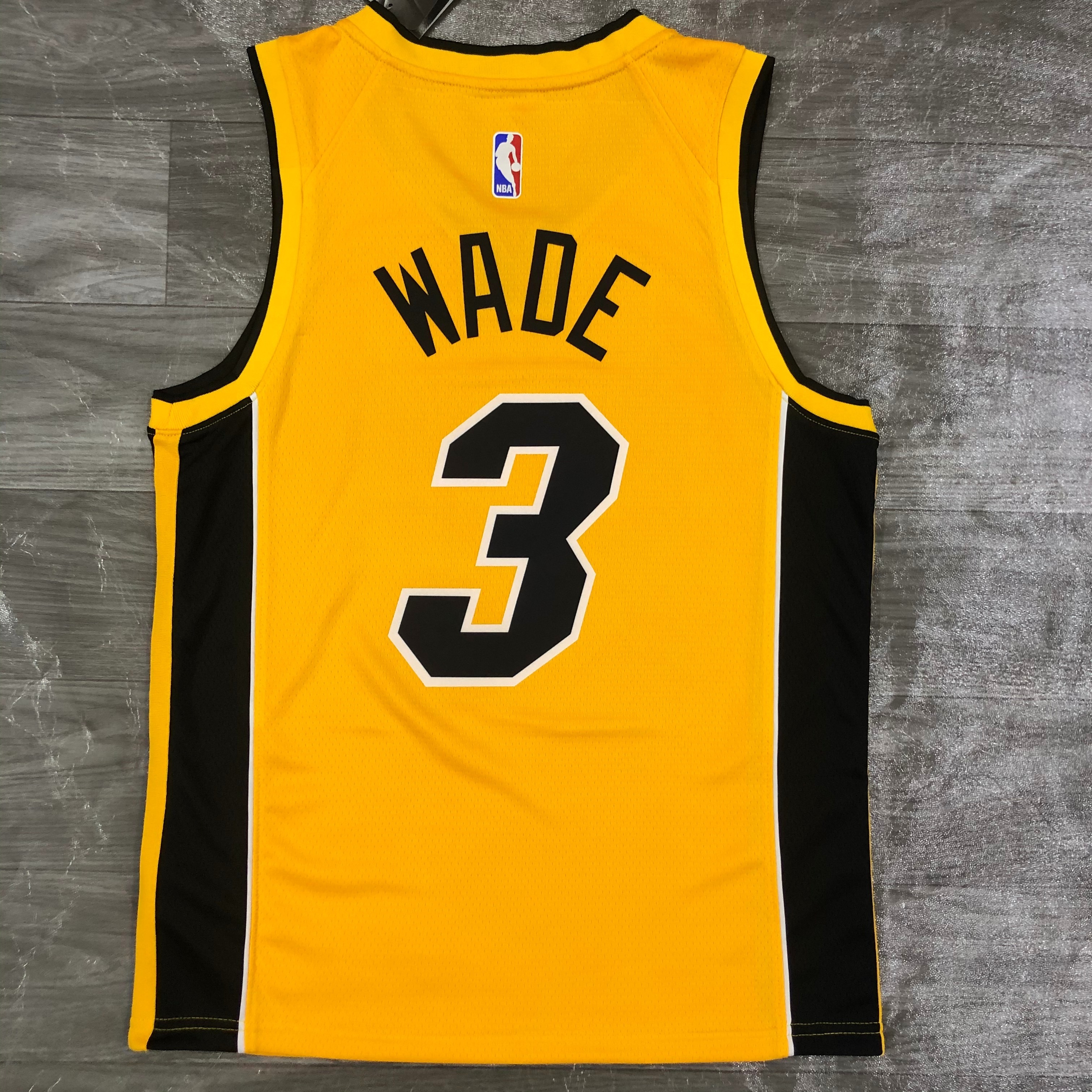 NBA Men Season 2021 Miami Heat Yellow Award Version #3 WADE Jersey High Quality Name and Number Print - leoleo123123