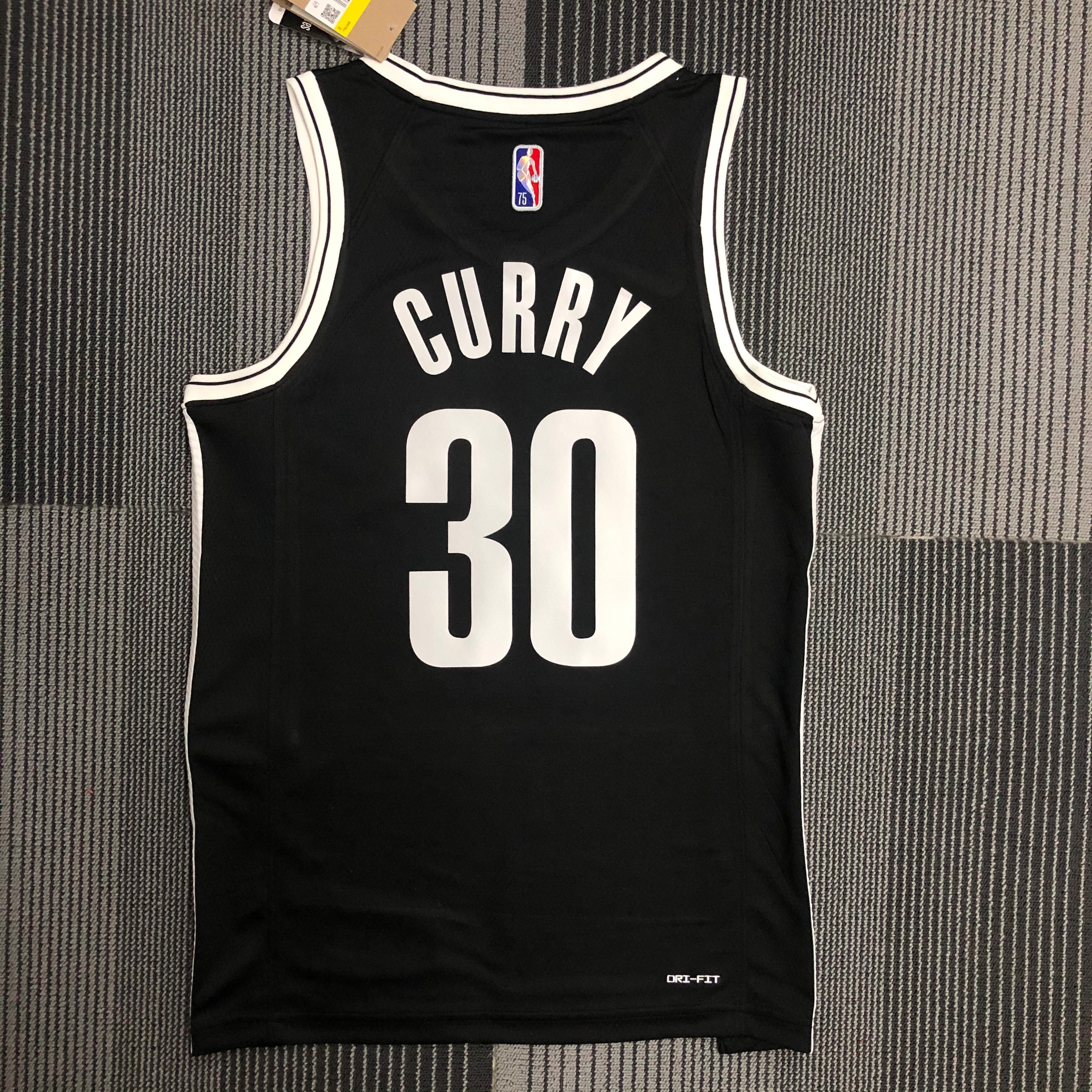 NBA Men 75th Anniversary Brooklyn Nets Black #30 Curry Jersey High Quality Name and Number Print - leoleo123123