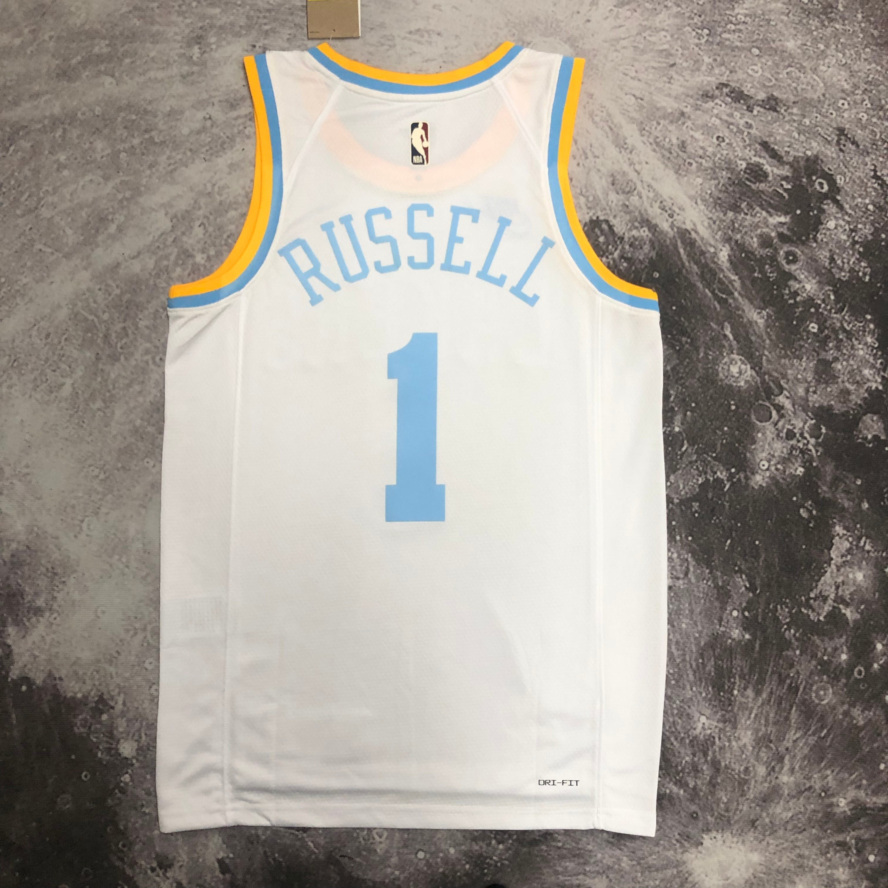 NBA Men Season 2023 Los Angeles Lakers White Retro Round Neck #1 RUSSELL Jersey High Quality Name and Number Print - leoleo123123