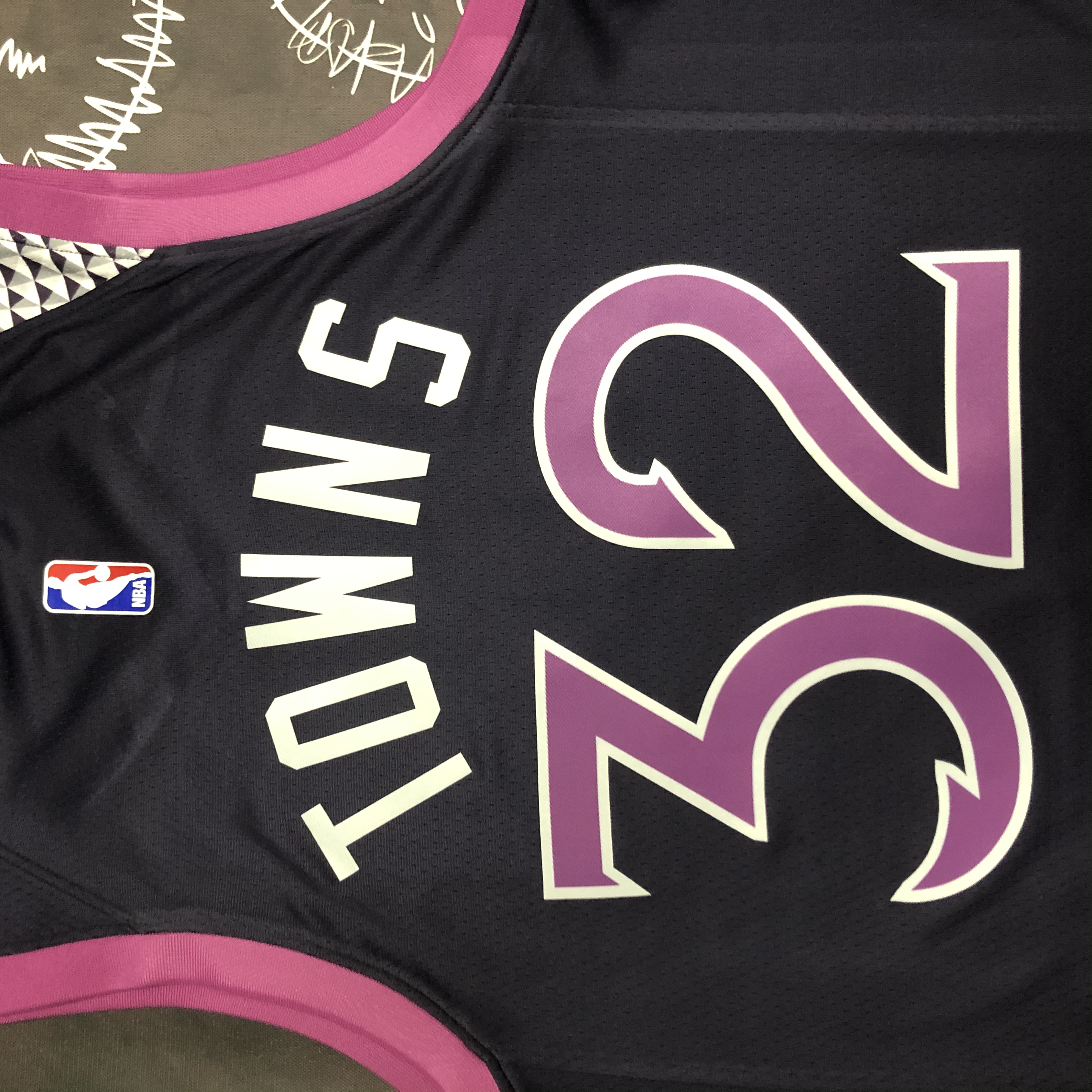 NBA Men Minnesota Timberwolves Black and Purple #32 TOWNS Jersey High Quality Name and Number Print - leoleo123123