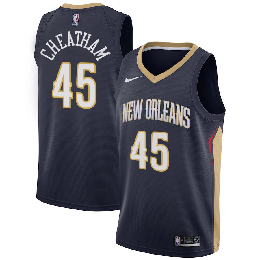 NBA Men New Orleans Pelicans Dark Blue #45 CHEATHAM Jersey High Quality Name and Number Print - leoleo123123