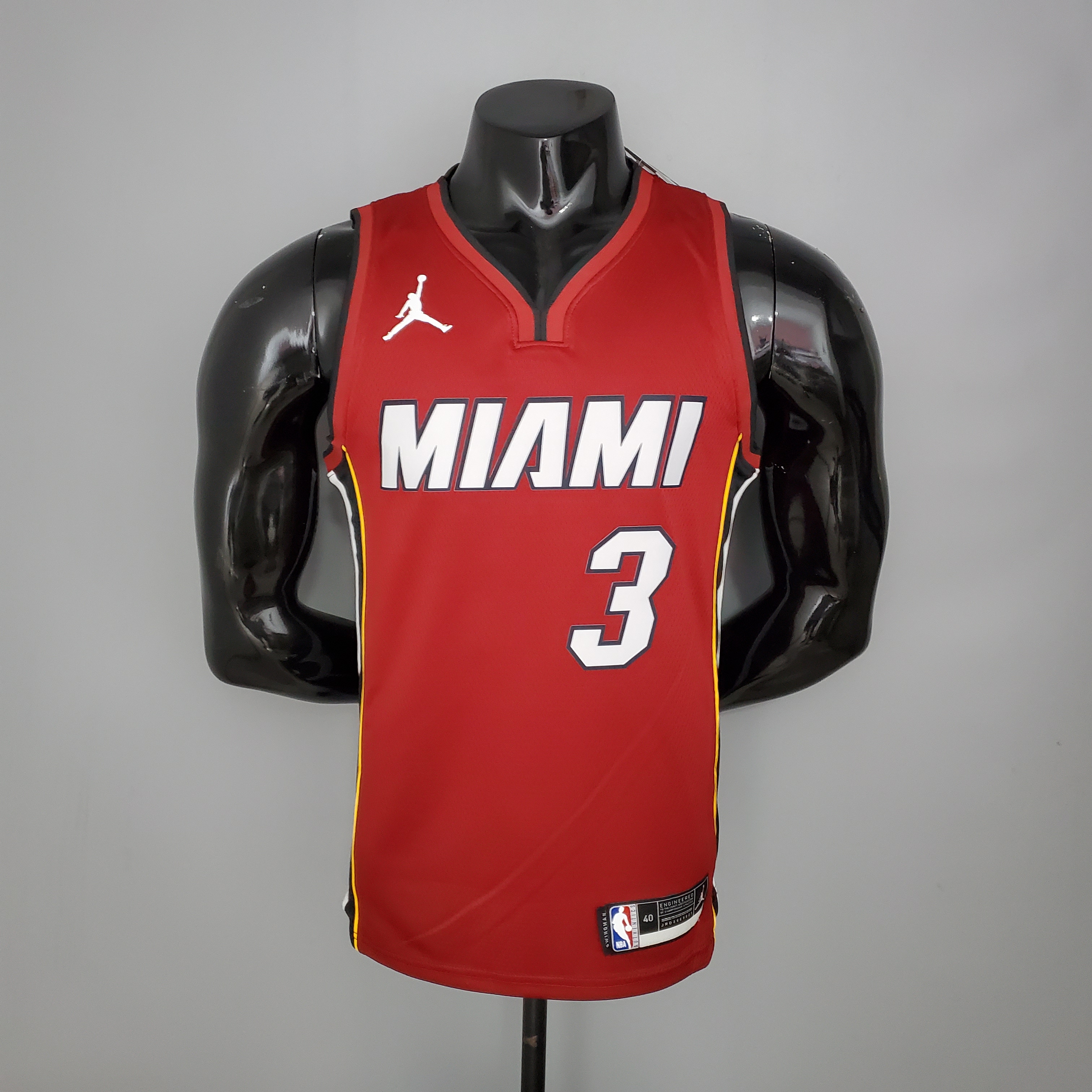 NBA Season 2021 Men Miami Heat Red #3 WADE Jersey with Jordan Logo High Quality Name and Number Print - leoleo123123