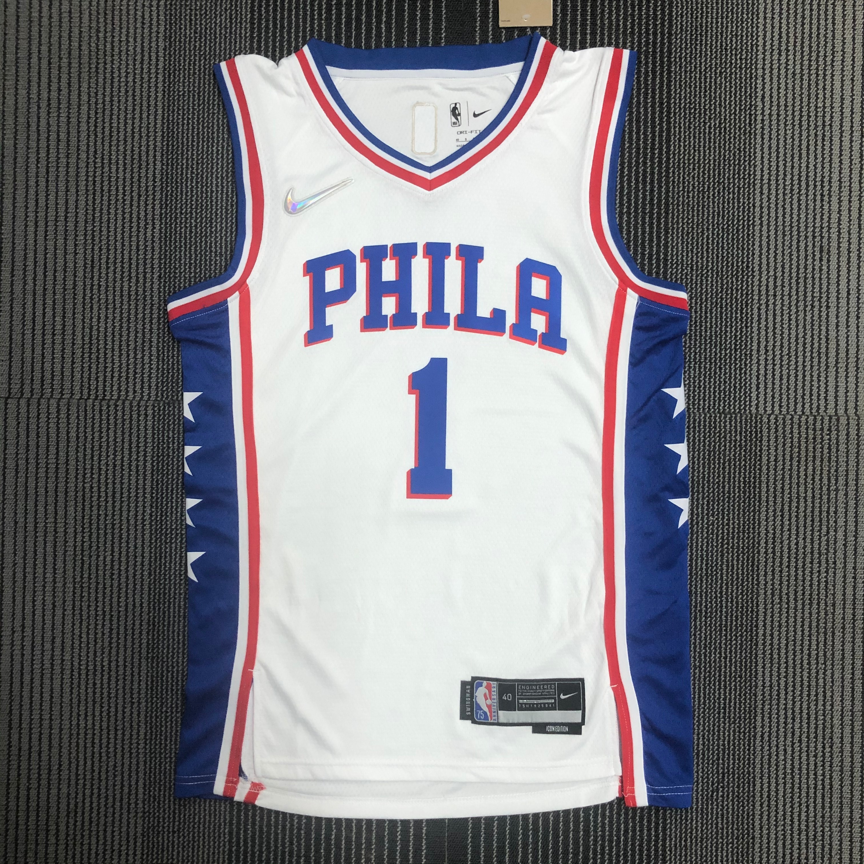 NBA Men 75th Anniversary Season 2022 Philadelphia 76ers White V-neck #1 HARDEN Jersey High Quality Name and Number Print - leoleo123123