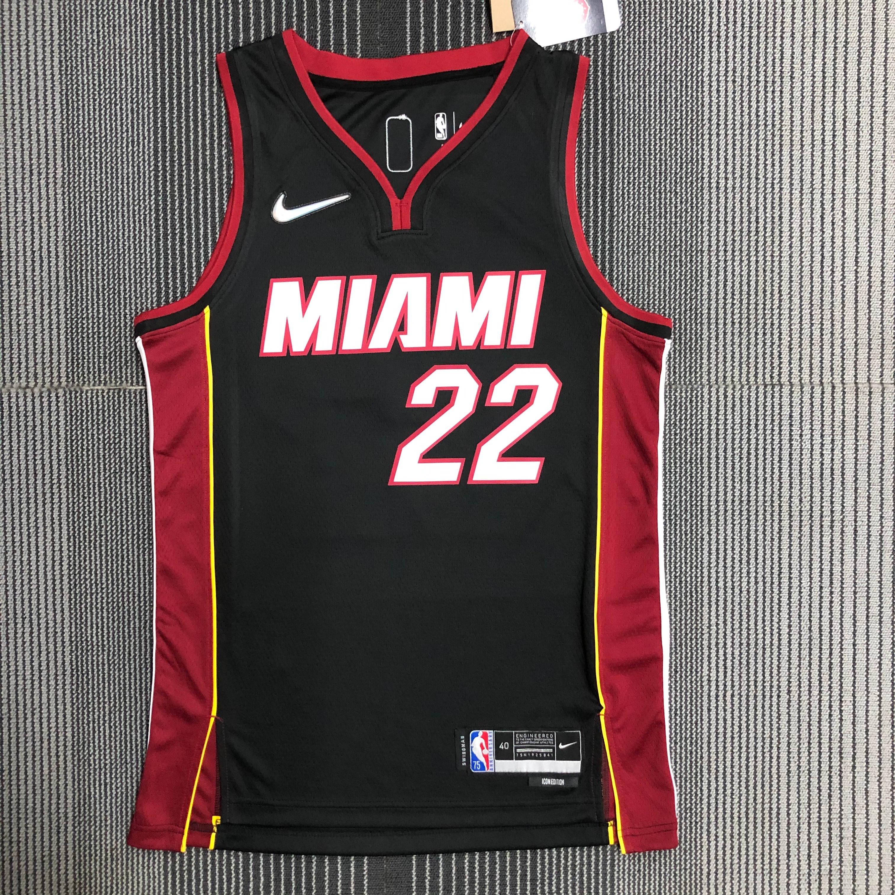 NBA Men 75th Anniversary Miami Heat Black #22 BUTLER Jersey High Quality Name and Number Print - leoleo123123