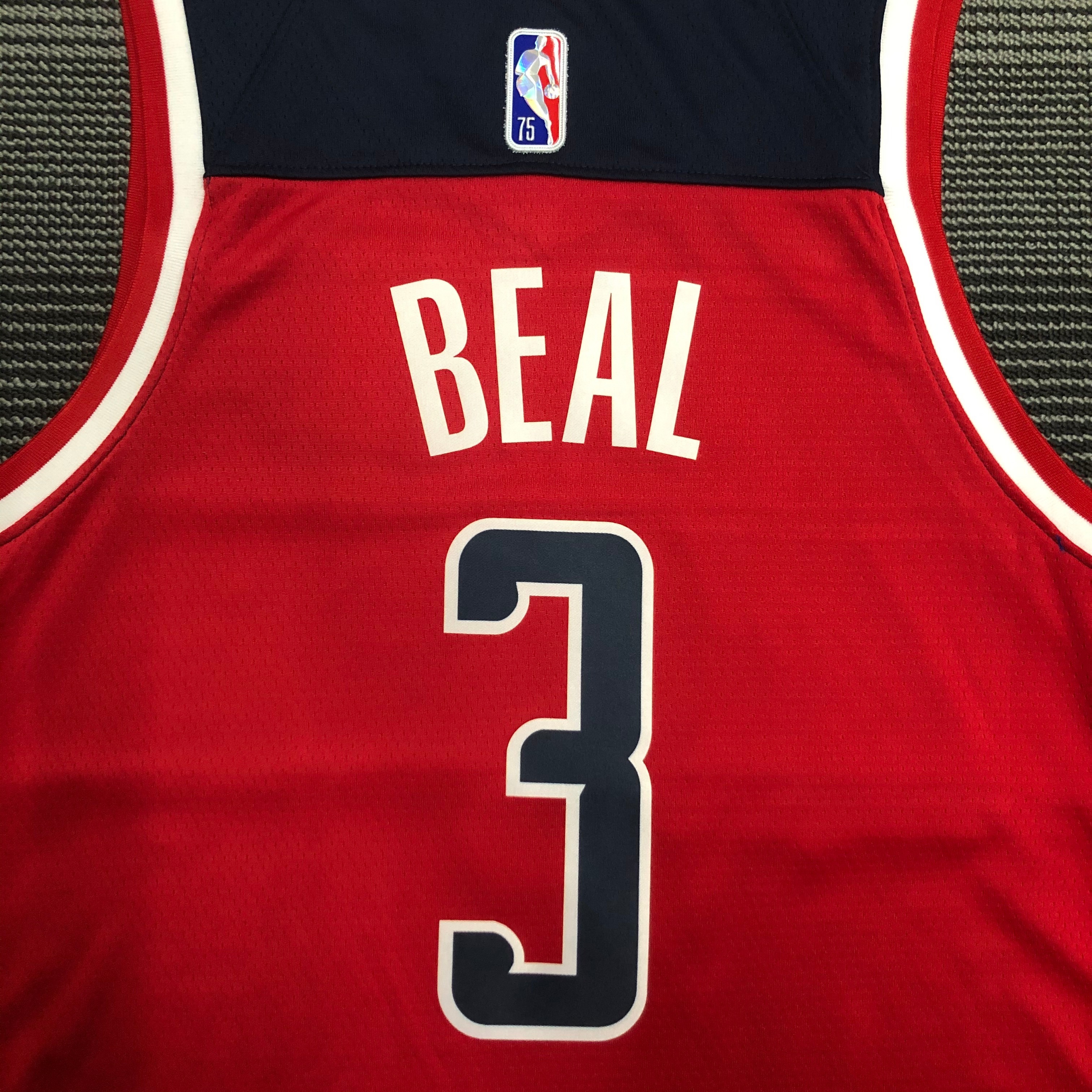 NBA 75th Anniversary Men Washington Wizards Red #3 BEAL Jersey High Quality Name and Number Print - leoleo123123