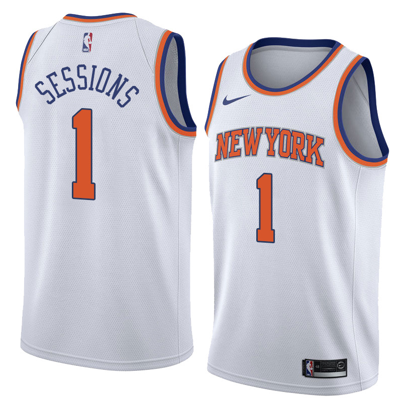 NBA Men New York Knicks White #1 SESSIONS Jersey High Quality Name and Number Print - leoleo123123