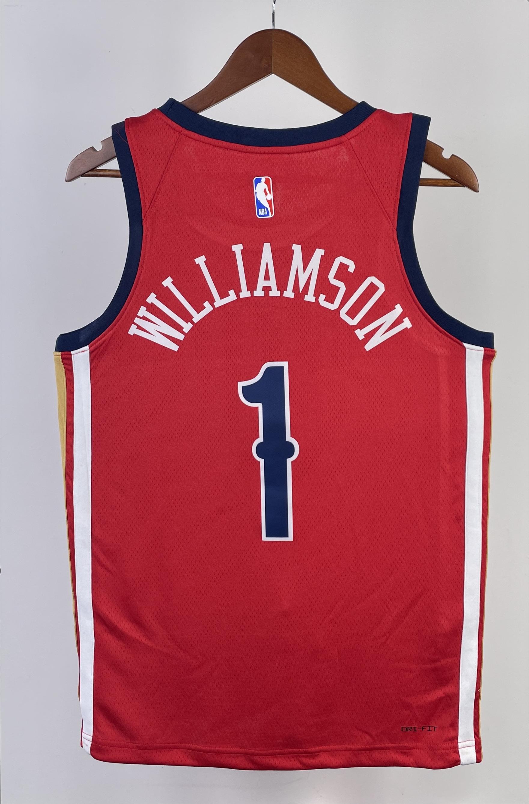 NBA Men 2024 New Orleans Pelicans Red with Jordan Logo #1 WILLIAMSON Jersey High Quality Name and Number Print - leoleo123123