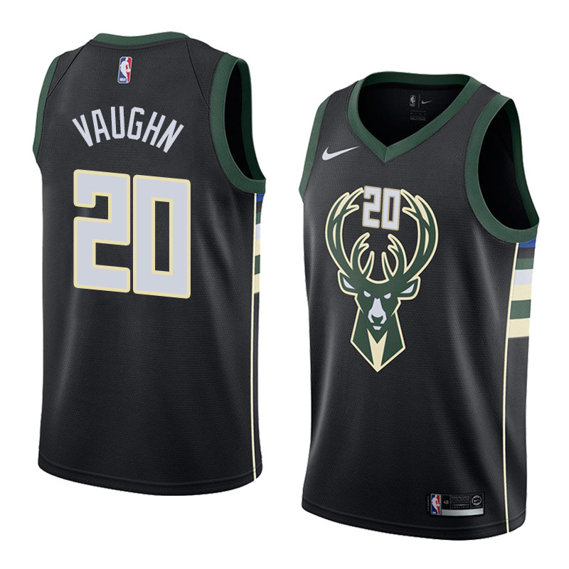 NBA Men Milwaukee Bucks Black #20 VAUGHN Jersey High Quality Name and Number Print - leoleo123123