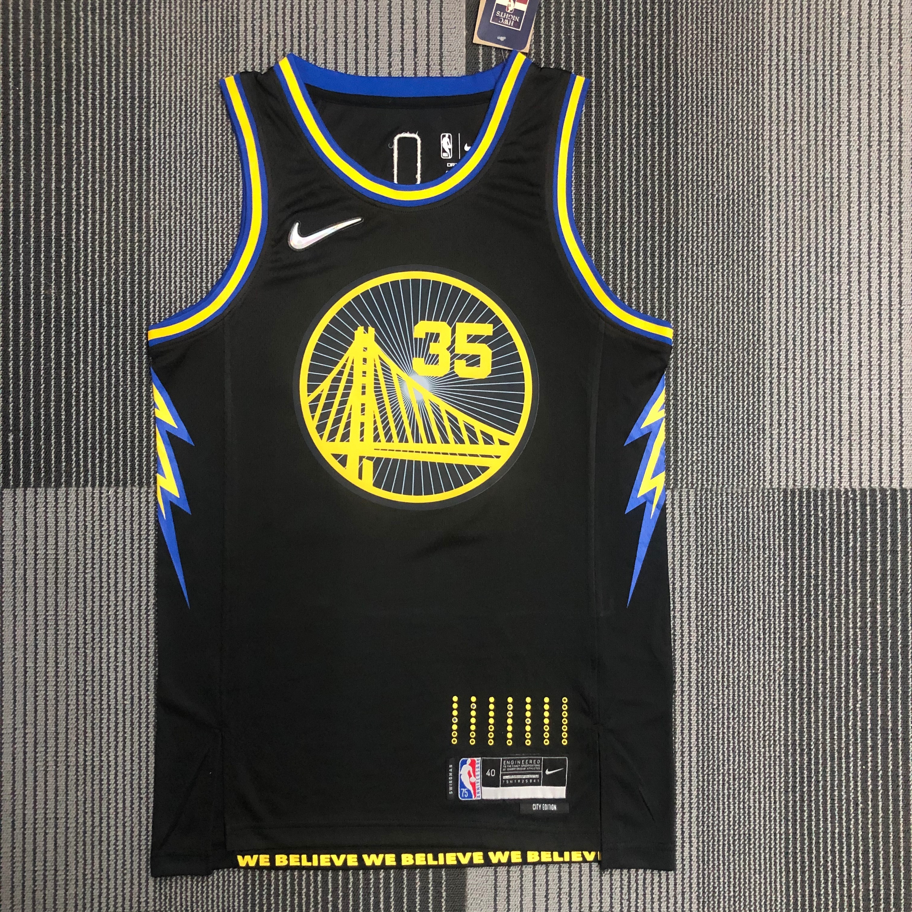 NBA Men 75th Anniversary Season 2022 Golden State Warriors Black #35 DURANT Jersey High Quality Name and Number Print - leoleo123123