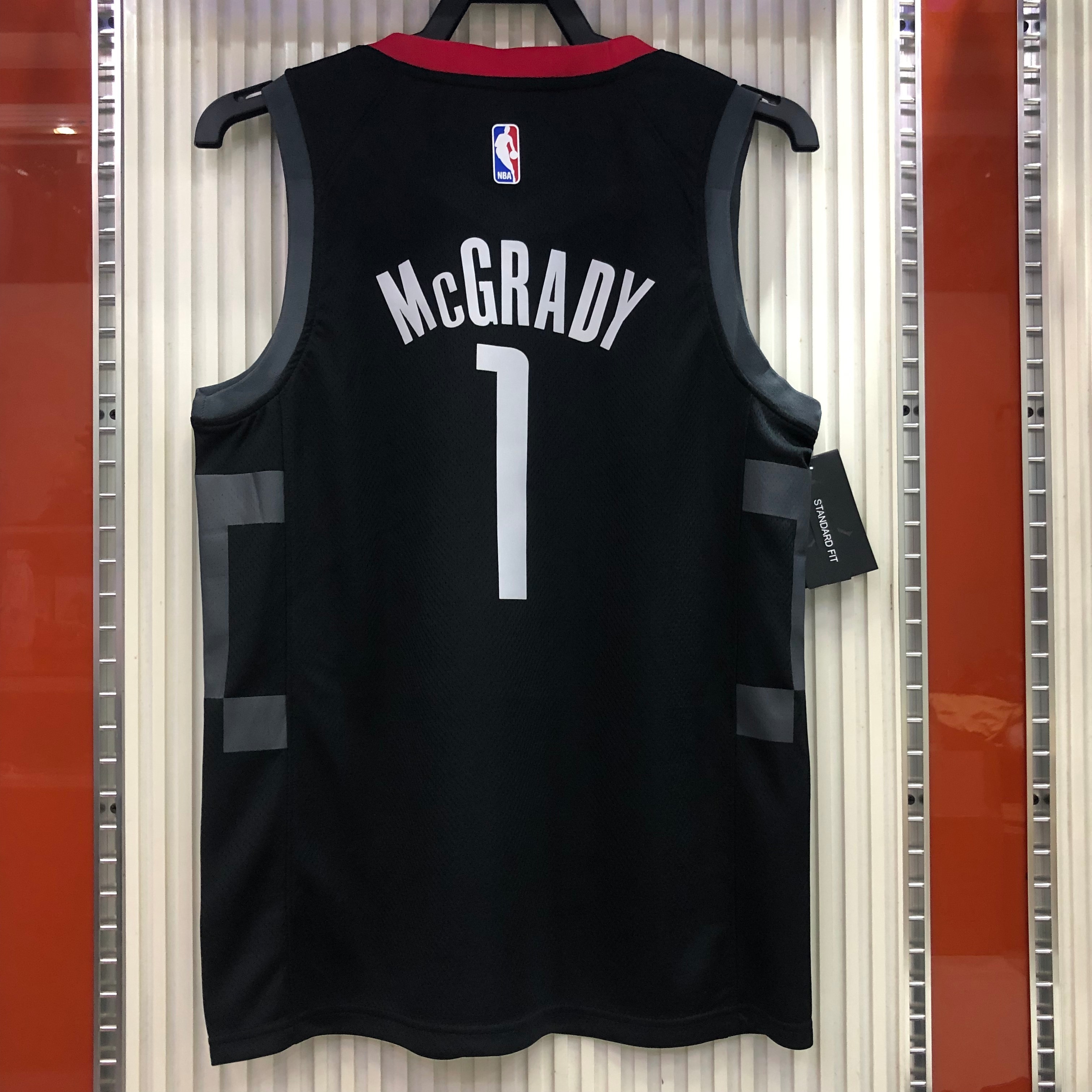 NBA Men Season 2021 Houston Rockets Black with Jordan Logo #1 McGRADY Jersey High Quality Name and Number Print - leoleo123123