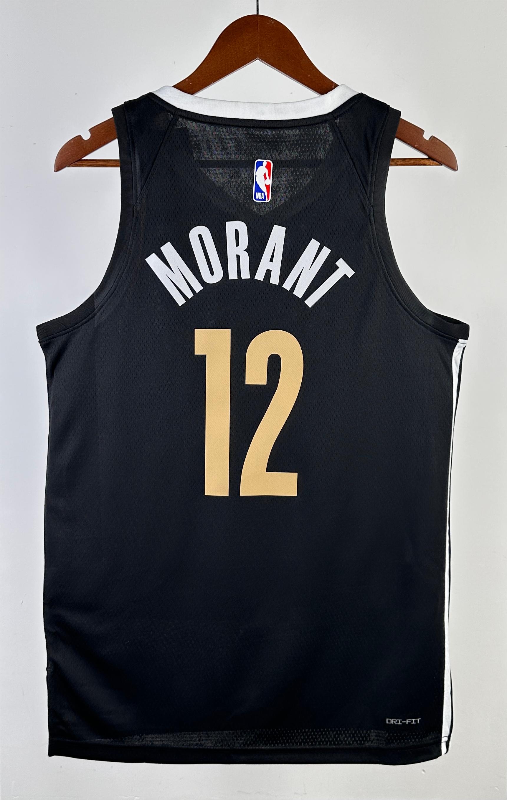 NBA Season 2024 Memphis Grizzlies Black City Eidtion #12 MORANT Jersey High Quality Name and Number Print - leoleo123123