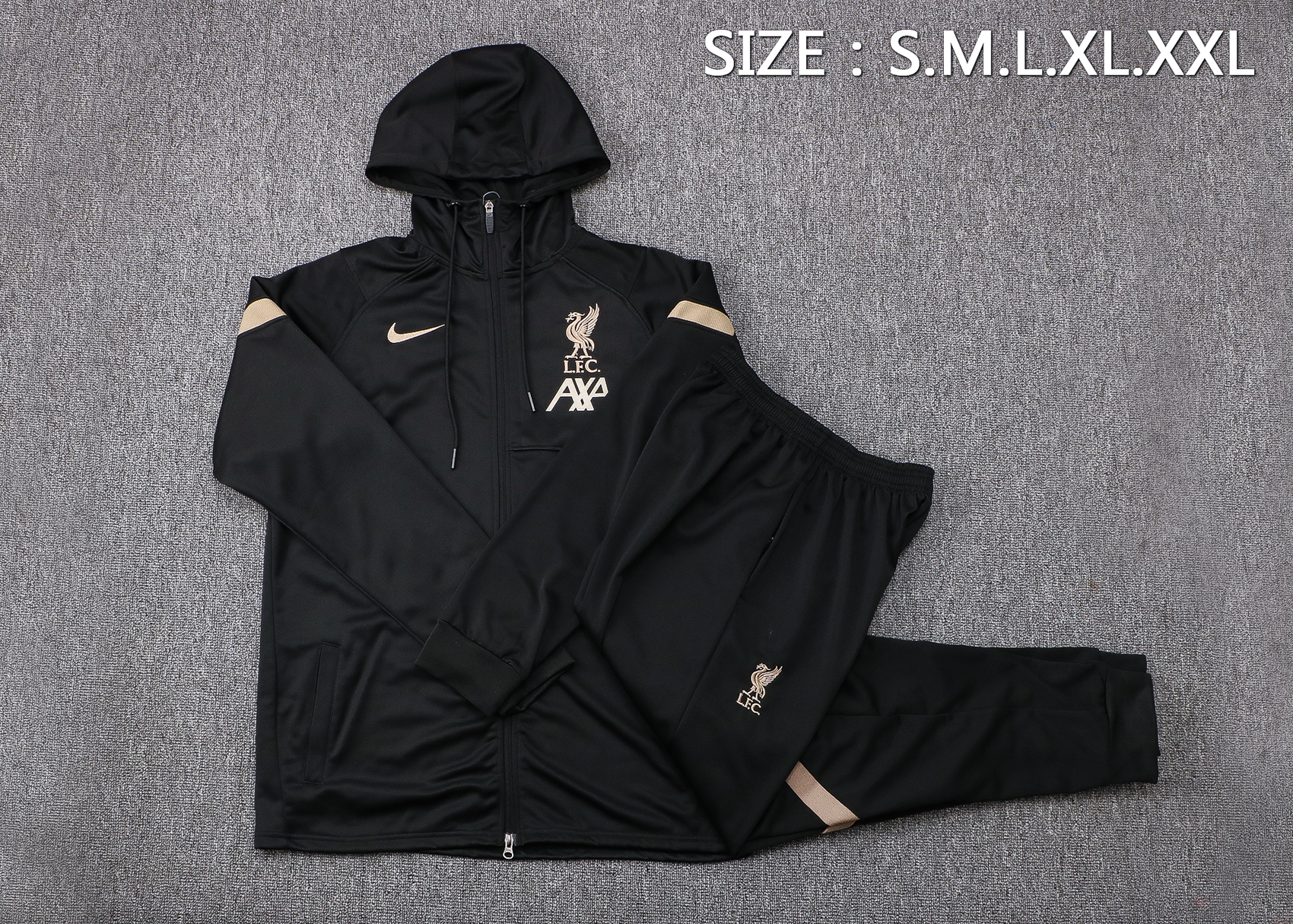21/22 Liverpool Black Jacket Tracksuit with Cap Thai Quality - leoleo123123