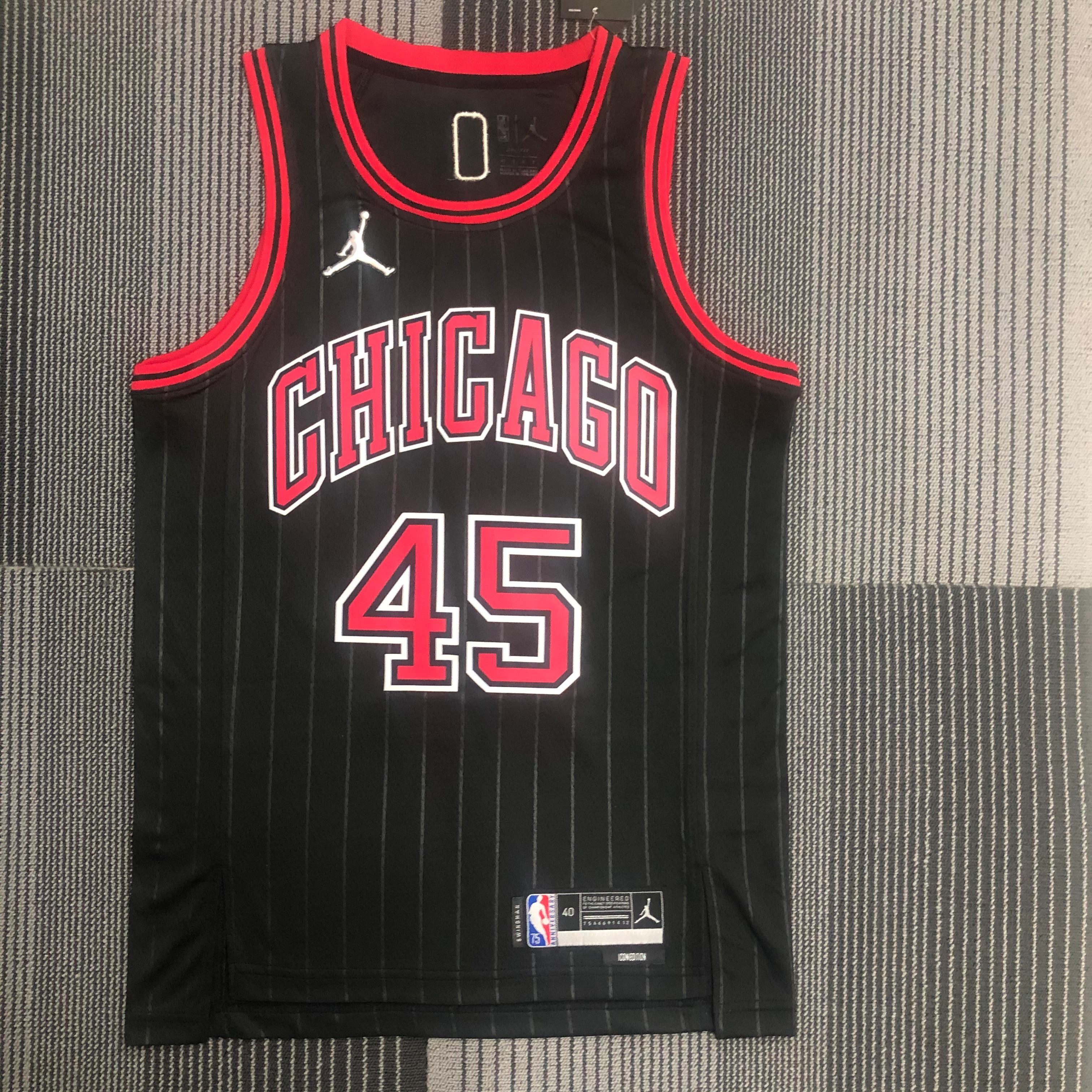 NBA Men 75th Anniversary Chicago Bulls Black with Jordan Logo #45 JORDAN Jersey High Quality Name and Number Print - leoleo123123