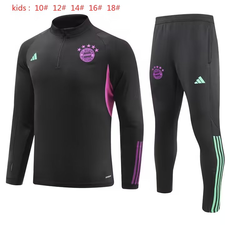 23/24 Bayern Kids Black Sweater Tracksuit Thai Quality - leoleo123123