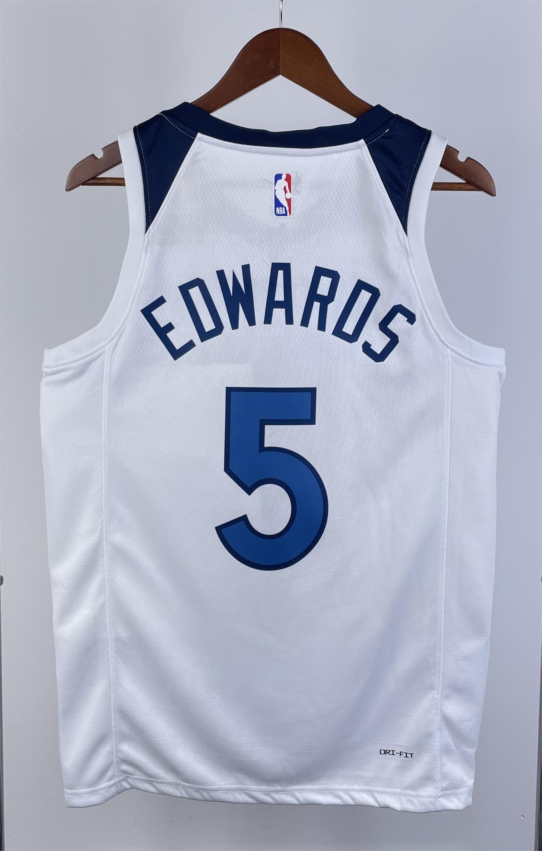 NBA Men 2023 Minnesota Timberwolves White #5 EDWARDS Jersey High Quality Name and Number Print - leoleo123123