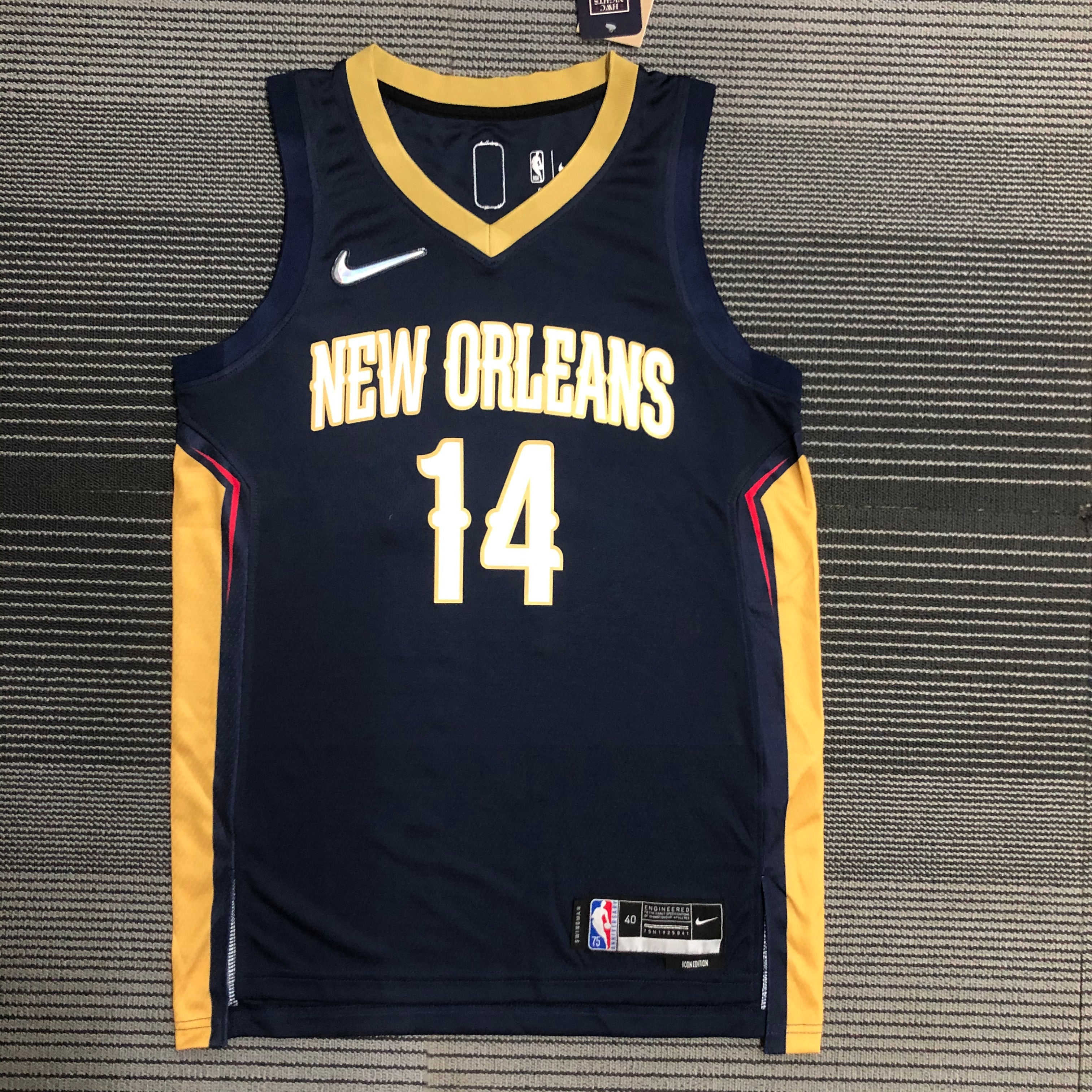 NBA Men 75th Anniversary New Orleans Pelicans Dark Blue #14 INGRAM Jersey High Quality Name and Number Print - leoleo123123