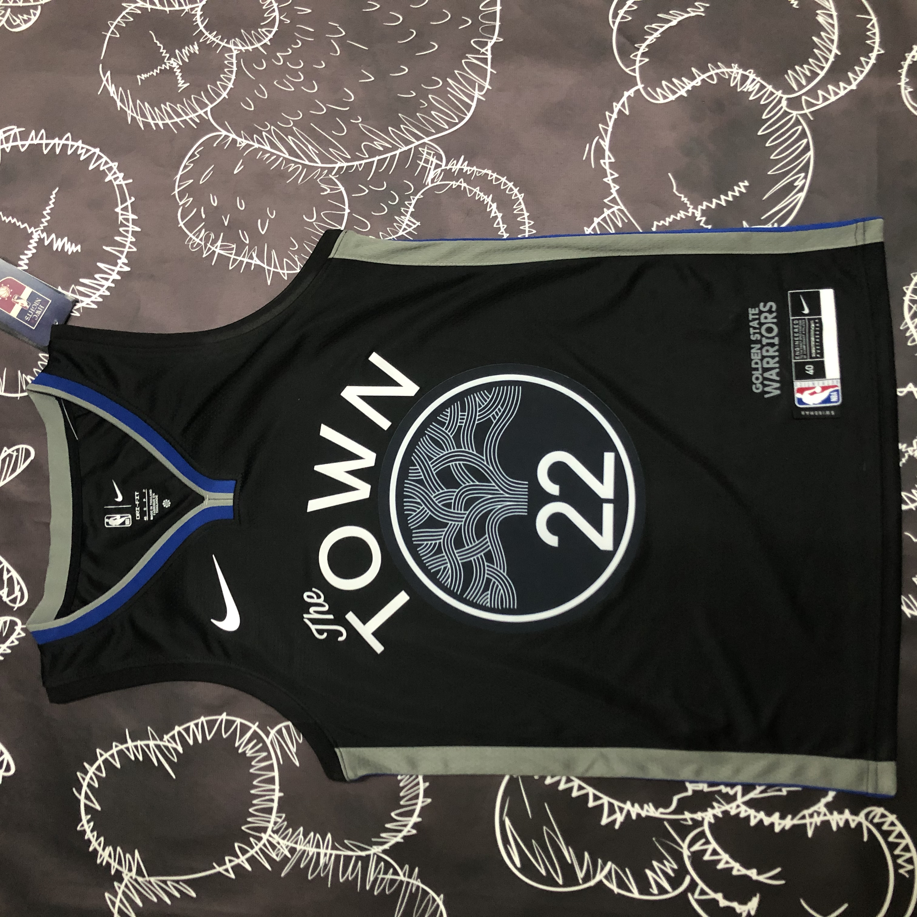 NBA Men Season 2020 Golden State Warriors Black Grey #22 WIGGINS Jersey High Quality Name and Number Print - leoleo123123