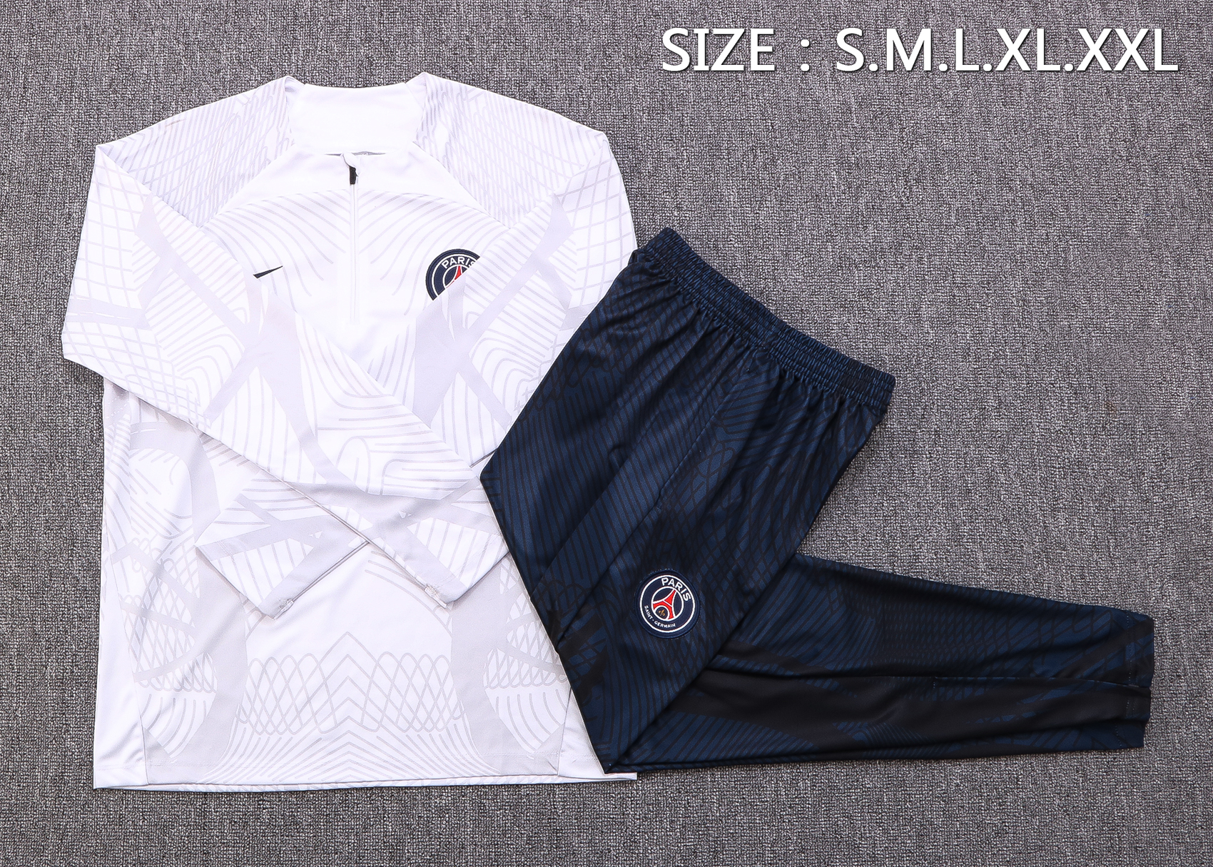 22/23 PSG White Sweater Tracksuit with Ink-jet Printing Thai Quality - leoleo123123