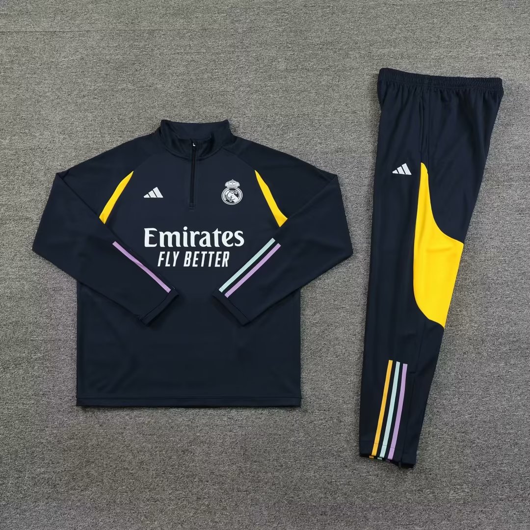 23/24 Real Madrid Dark Blue Sweater Tracksuit Thai Quality - leoleo123123
