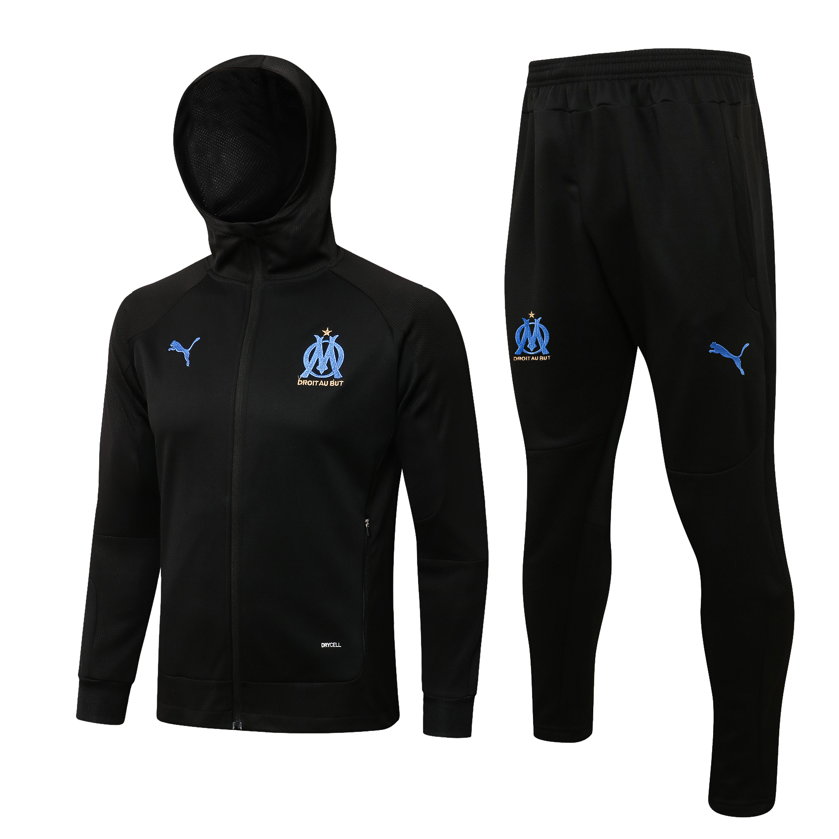 21-22 Marseille Black Jacket with Cap Tracksuit with Cap Thai Quality - leoleo123123
