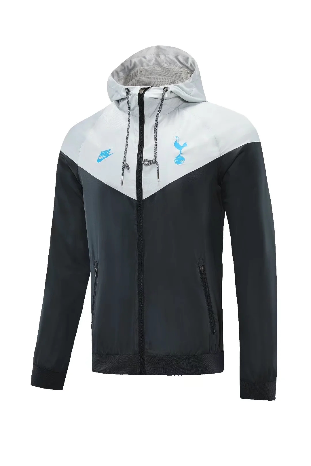 21-22 Tottenham Black with Grey Cap Windbreaker Jacket Thai Quality - leoleo123123