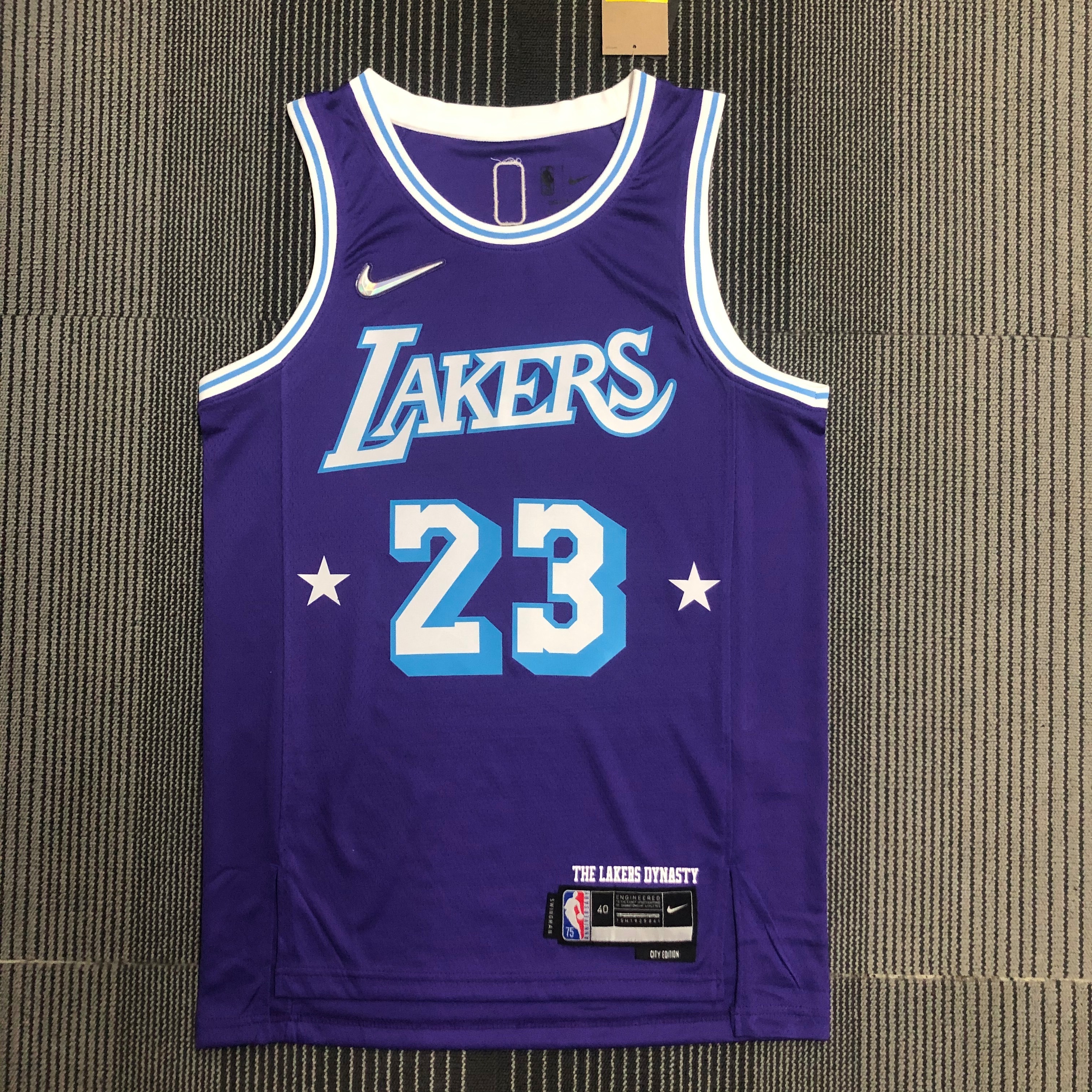 NBA Season 2022 75th Anniversary Los Angeles Lakers Purple Round Neck #23 JAMES Jersey High Quality Name and Number Print - leoleo123123