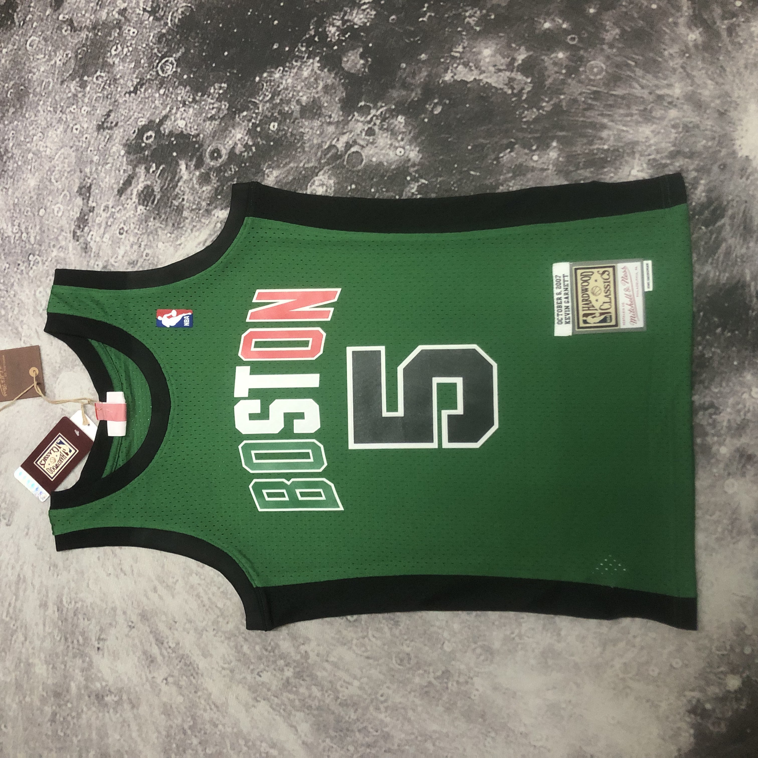 NBA Men Boston Celtics #5 Garnett Mitchell & Ness 2007/08 Italy Games Hardwood Classics Swingman Jersey - leoleo123123