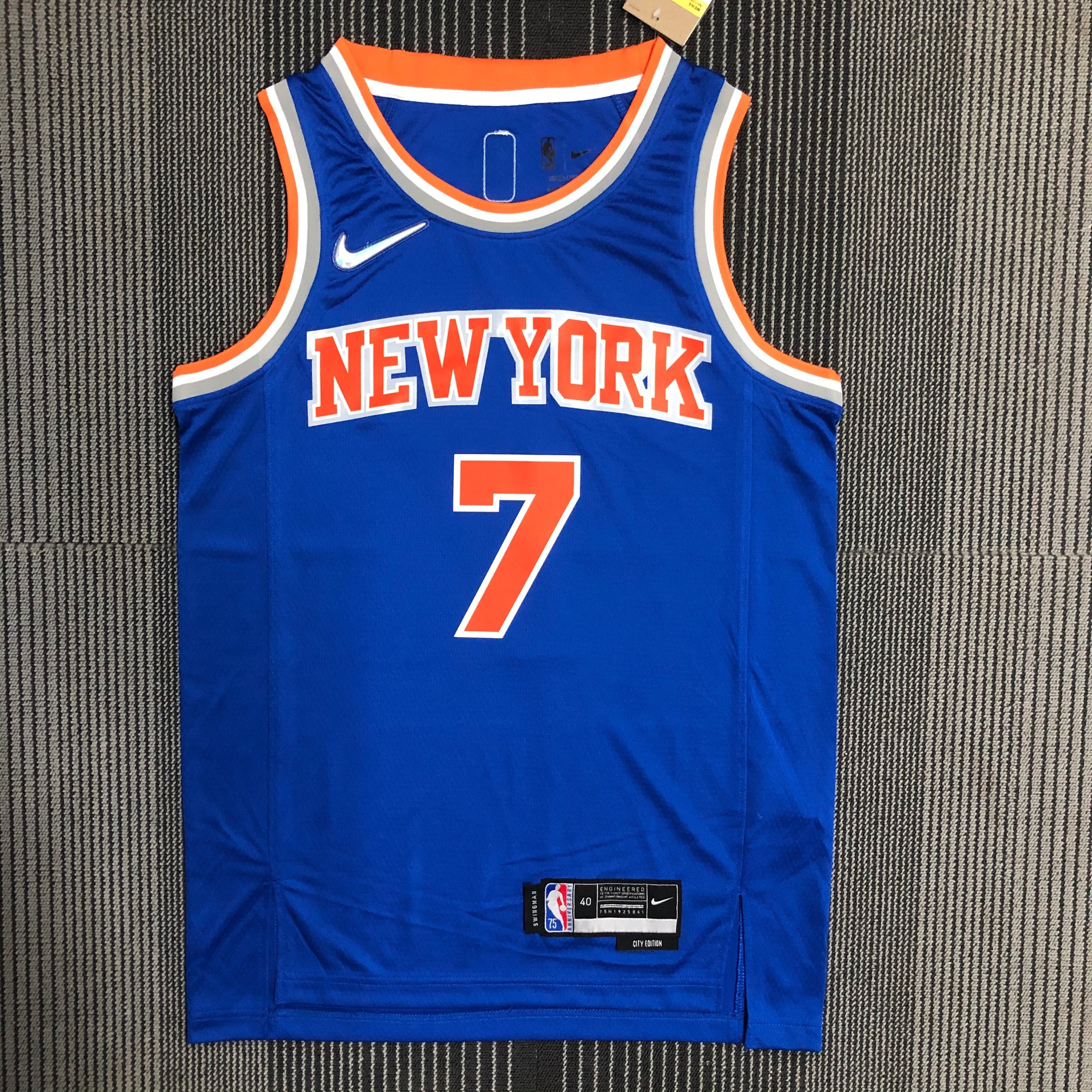 NBA Men 75th Anniversary New York Knicks Blue #7 ANTHONY Jersey High Quality Name and Number Print - leoleo123123