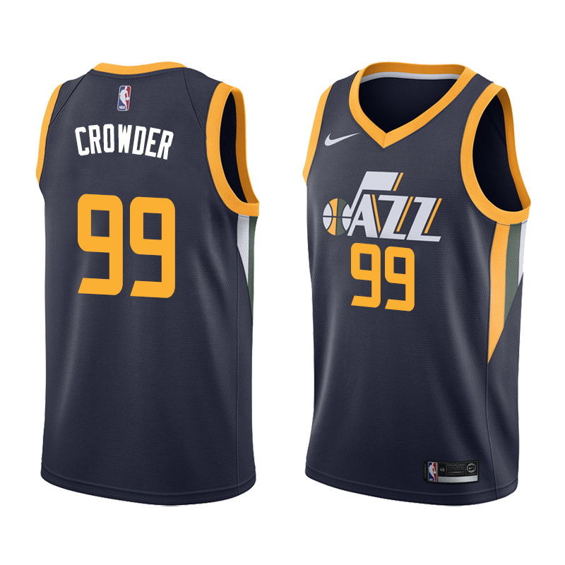 NBA Men Utah Jazz Dark Blue #99 CROWDER Jersey High Quality Name and Number Print - leoleo123123