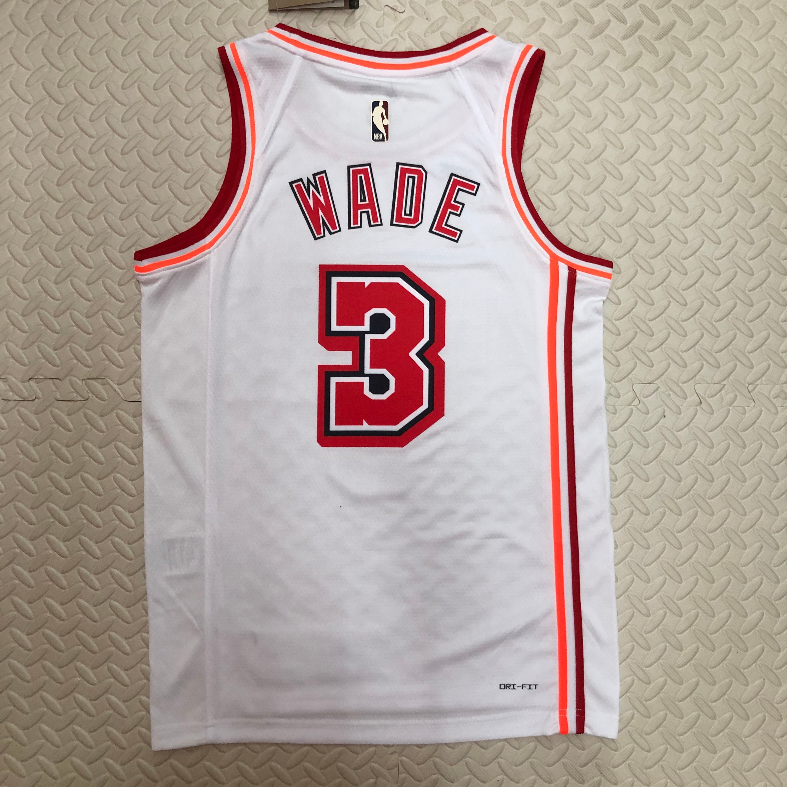 NBA Men Season 2023 Miami Heat White Retro #3 WADE Jersey High Quality Name and Number Print - leoleo123123