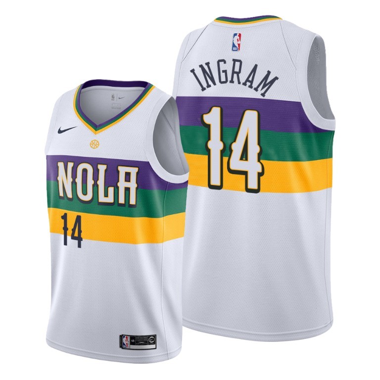 NBA Men New Orleans Pelicans White City #14 INGRAM Jersey High Quality Name and Number Print - leoleo123123