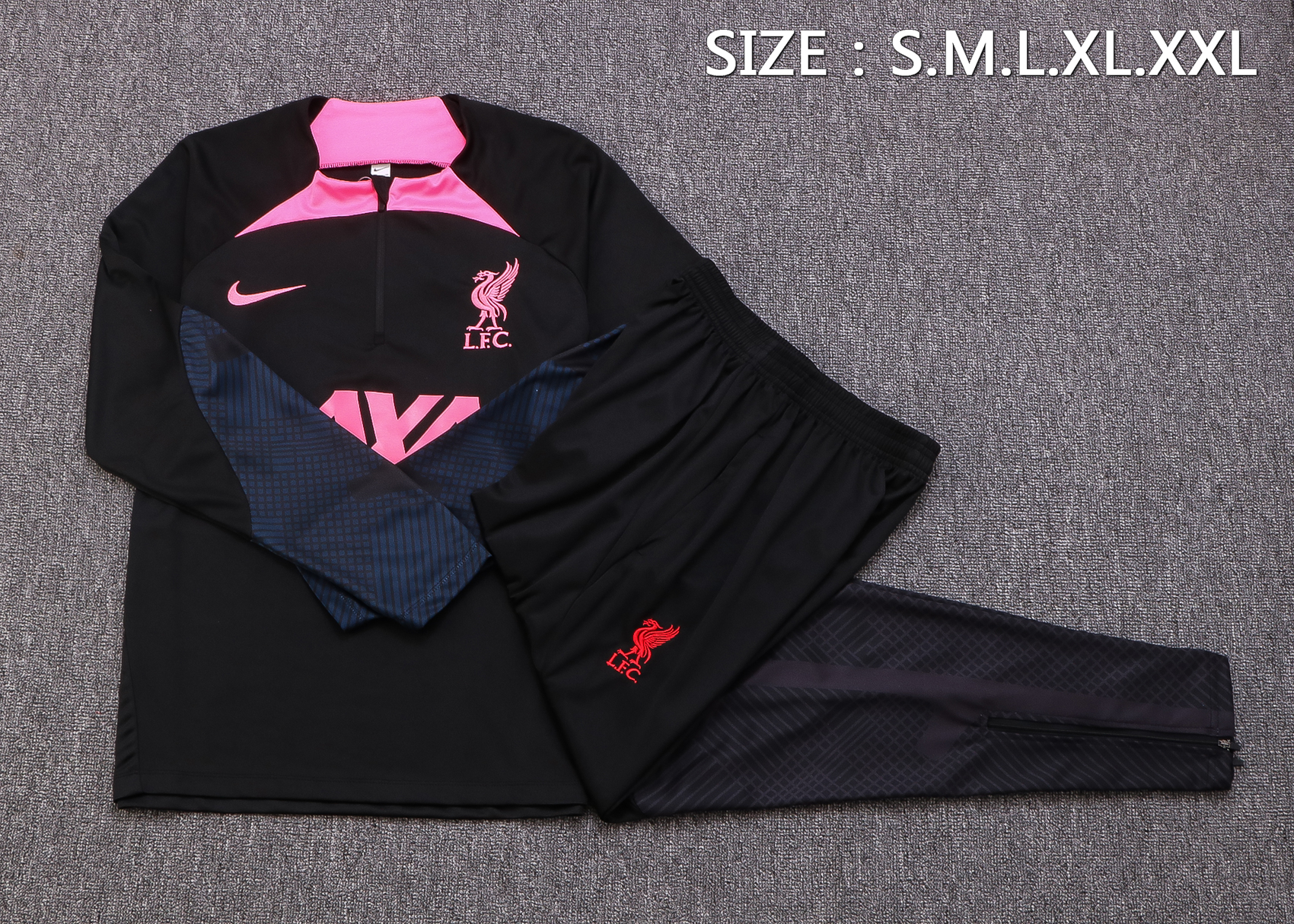 22/23 Liverpool Black with Pink Collar Sweater Tracksuit Thai Quality - leoleo123123