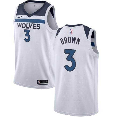 NBA Men Minnesota Timberwolves White #3 BROWN Jersey High Quality Name and Number Print - leoleo123123