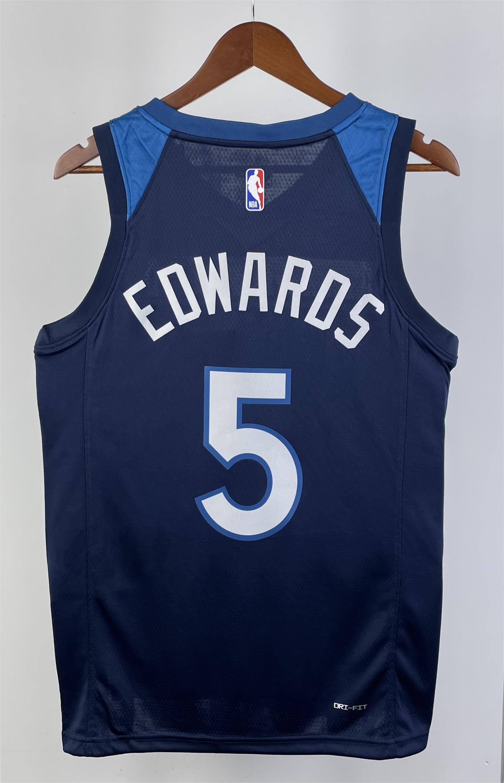 NBA Men 2023 Minnesota Timberwolves Blue #5 EDWARDS Jersey High Quality Name and Number Print - leoleo123123