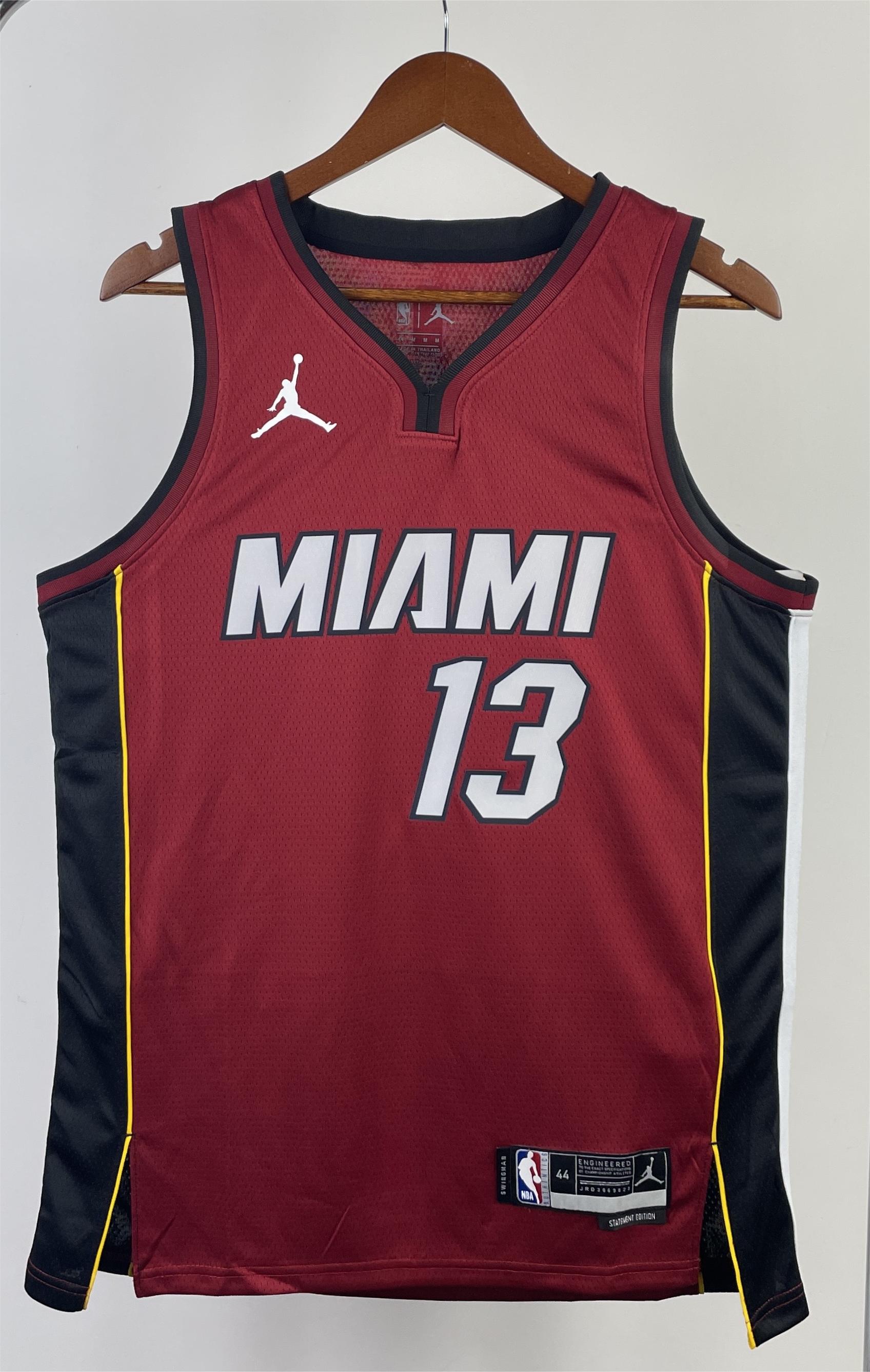 NBA Men Season 2023 Miami Heat Red #13 ADEBAYO Jersey High Quality Name and Number Print - leoleo123123