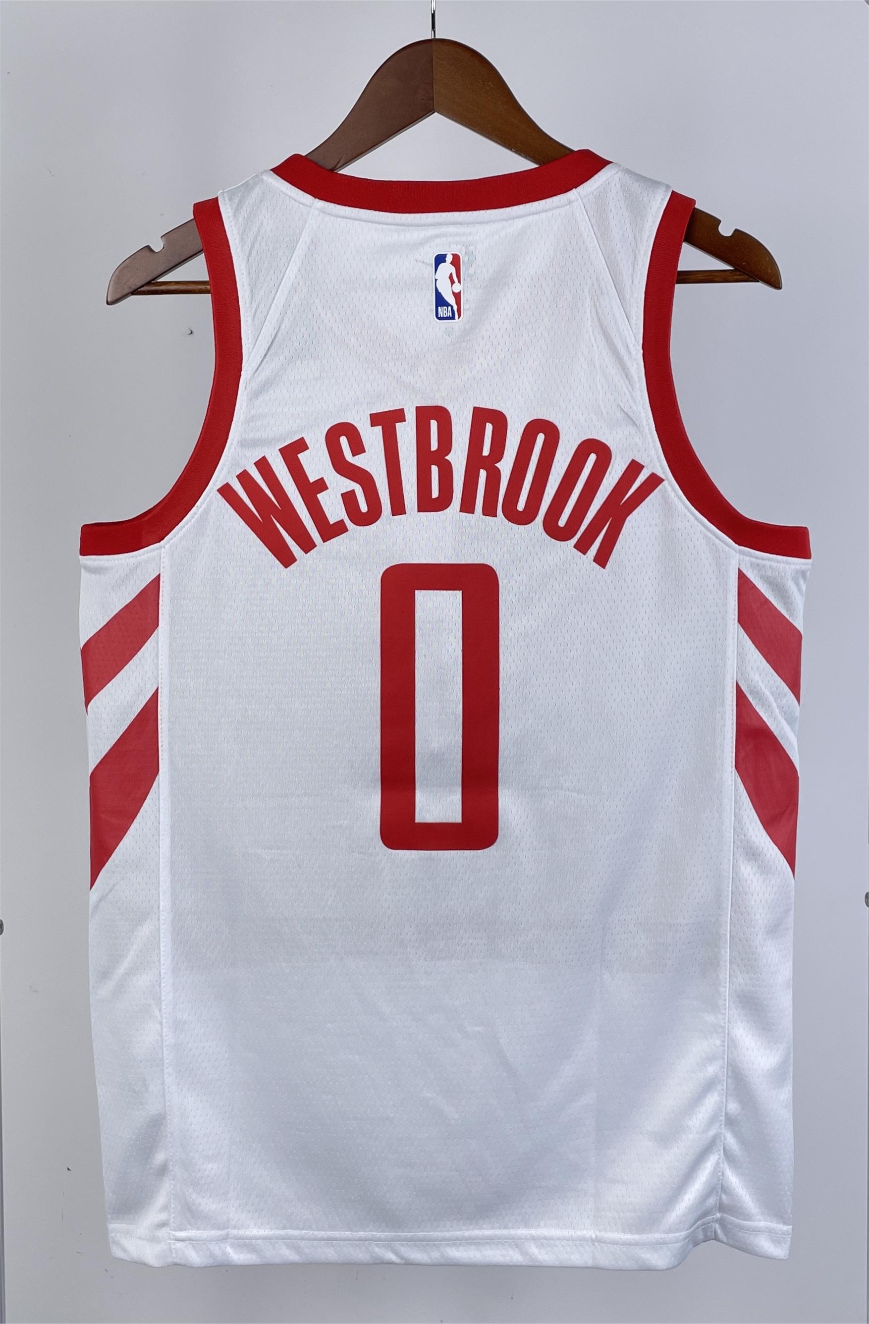 NBA Men 2019 Houston Rockets White #0 WESTBROOK Classics Swingman Jersey - leoleo123123