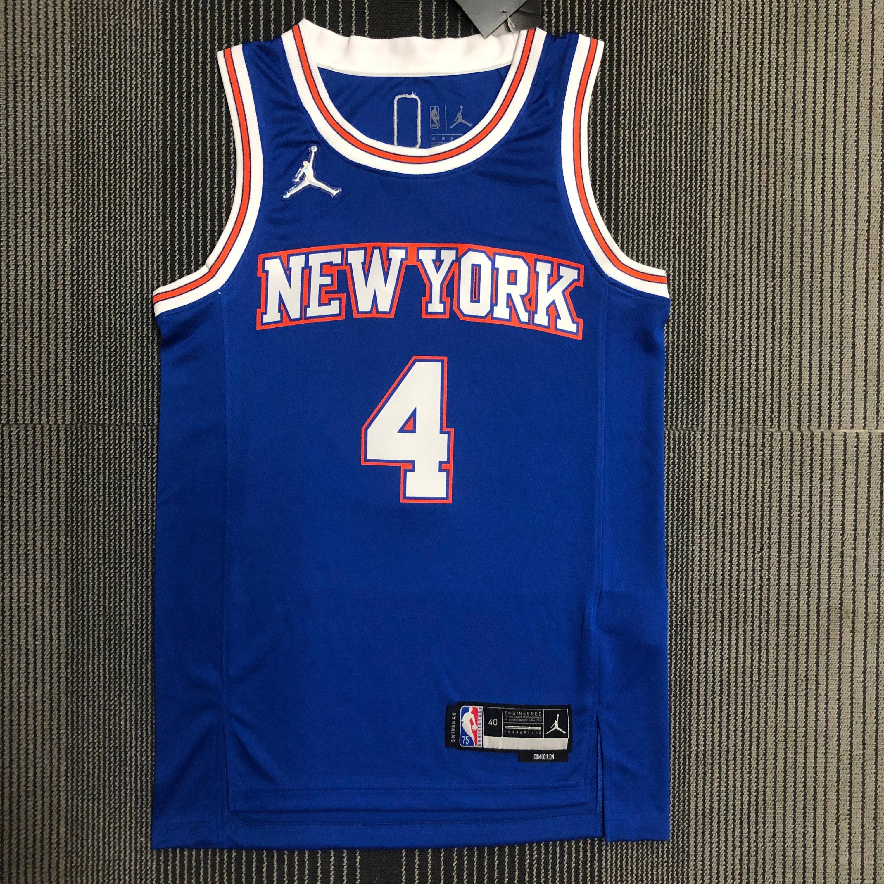 NBA Men 75th Anniversary New York Knicks Blue with Jordan Logo #4 ROSE Jersey High Quality Name and Number Print - leoleo123123