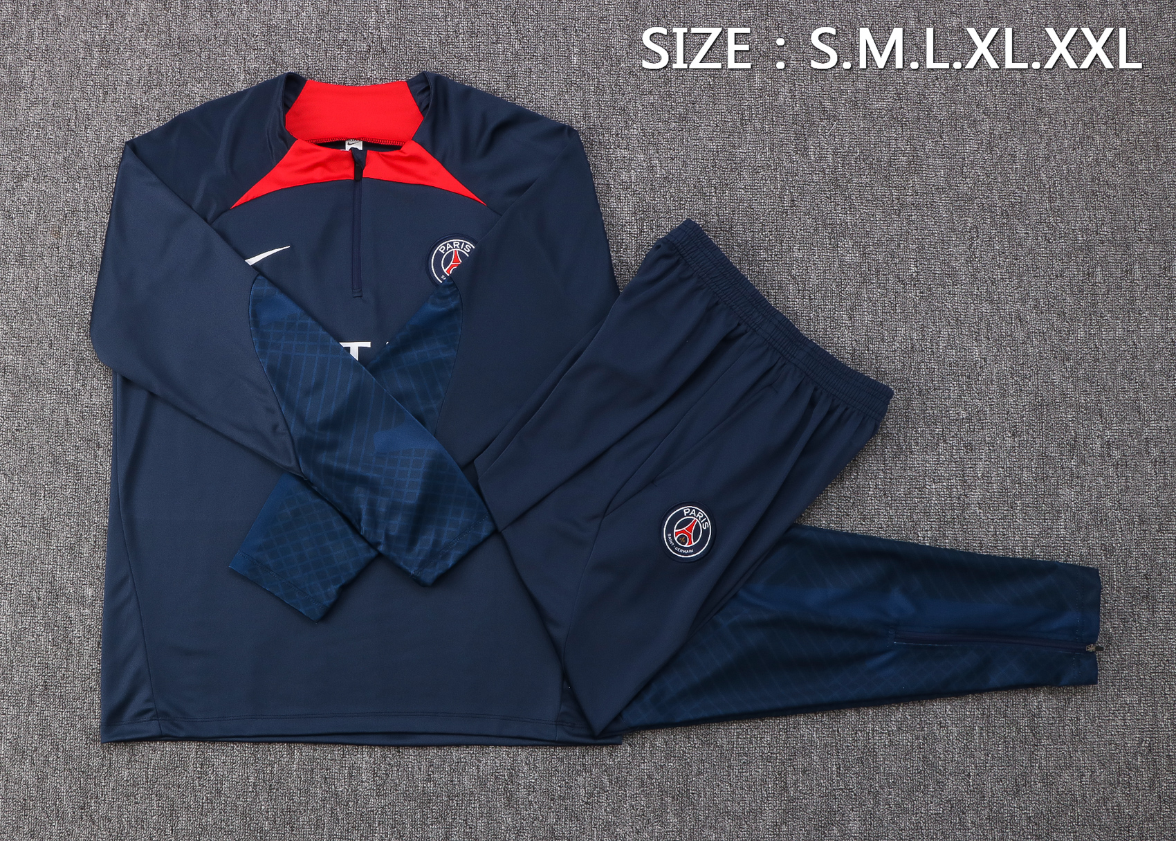 22/23 PSG Dark Blue with Red Collar Sweater Tracksuit Thai Quality - leoleo123123