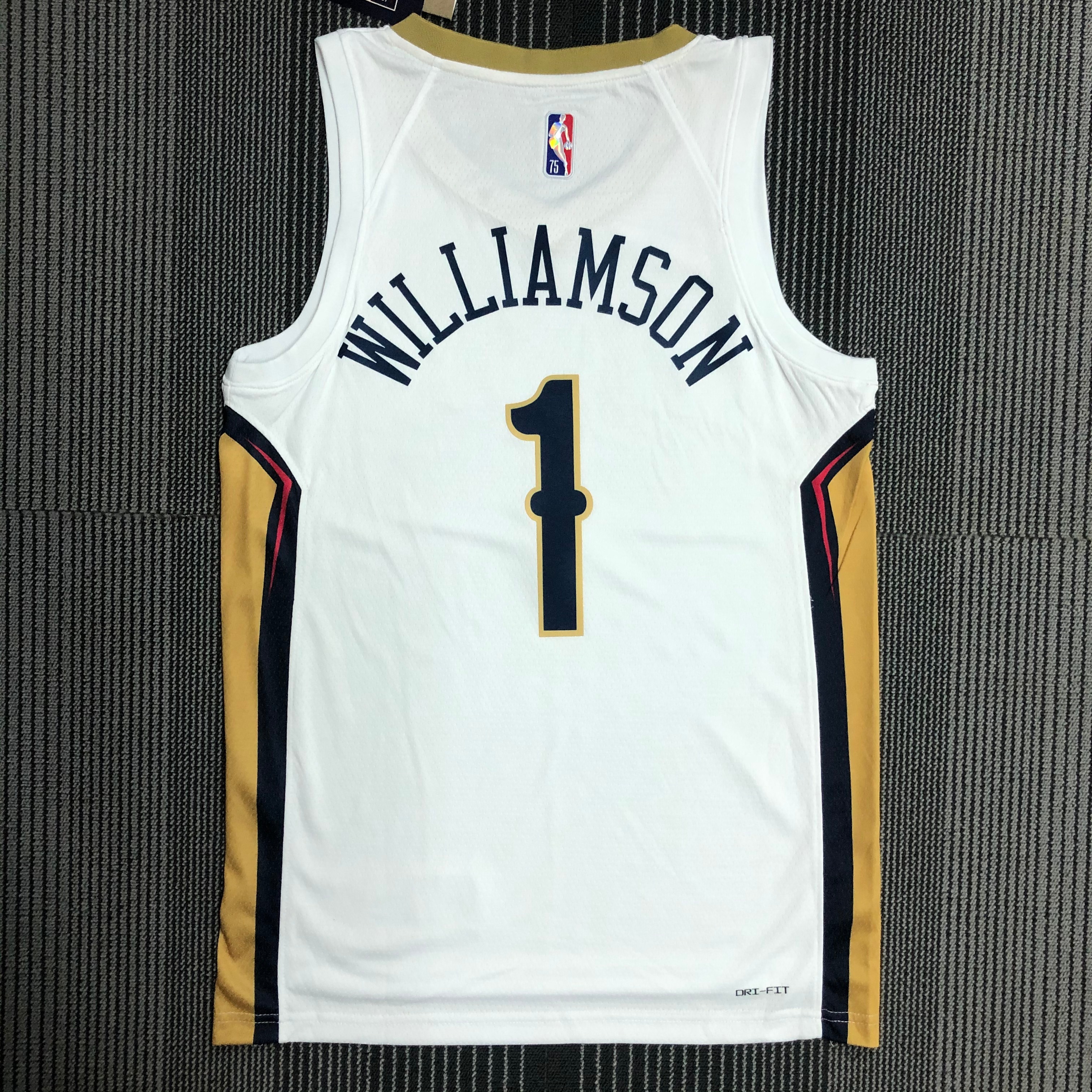 NBA Men 75th Anniversary New Orleans Pelicans White #1 WILLIAMSON Jersey High Quality Name and Number Print - leoleo123123