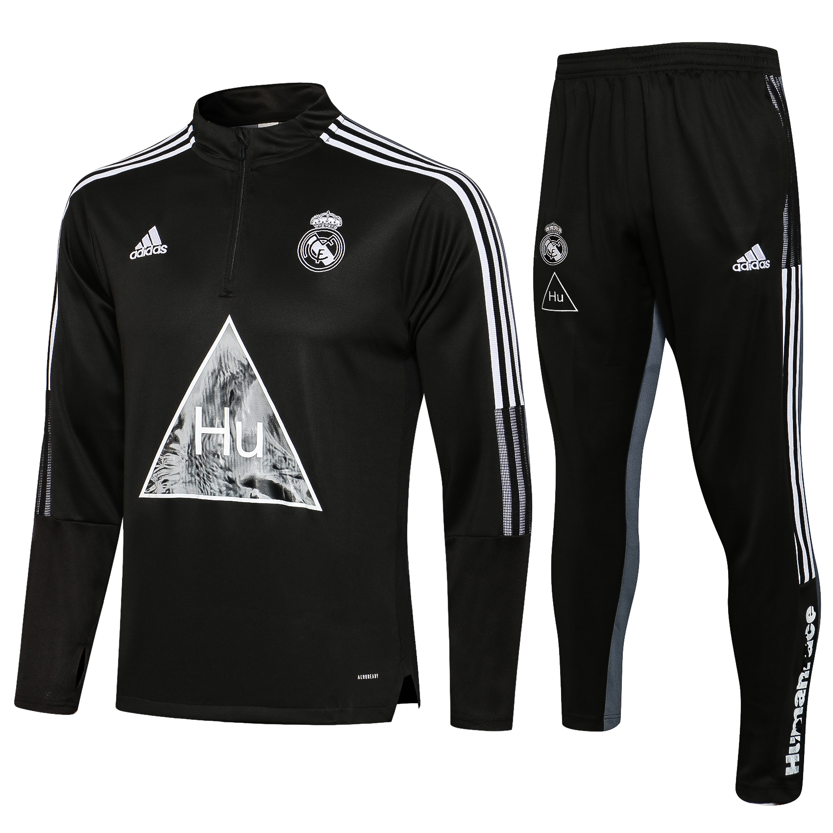 21-22 Real Madrid Black and Grey Sweater Tracksuit Thai Quality - leoleo123123
