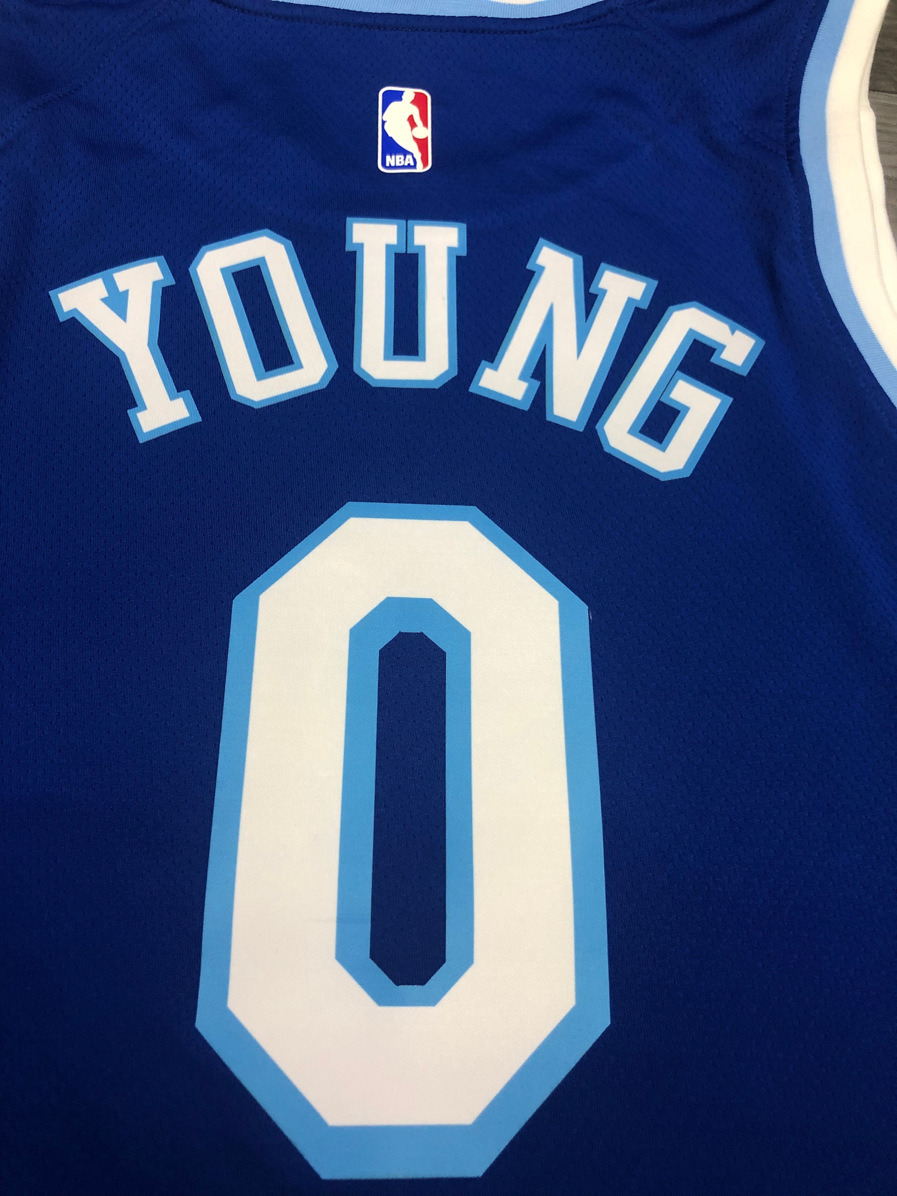 NBA Men Los Angeles Lakers Retro in Latin #0 YOUNG Blue Round Neck Jersey High Quality Name and Number Print - leoleo123123