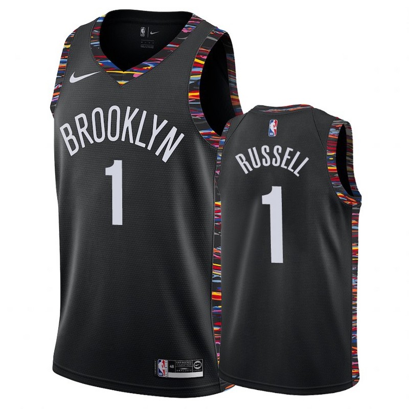 NBA Men New Brooklyn Nets Black City #1 RUSSELL Jersey High Quality Name and Number Print - leoleo123123