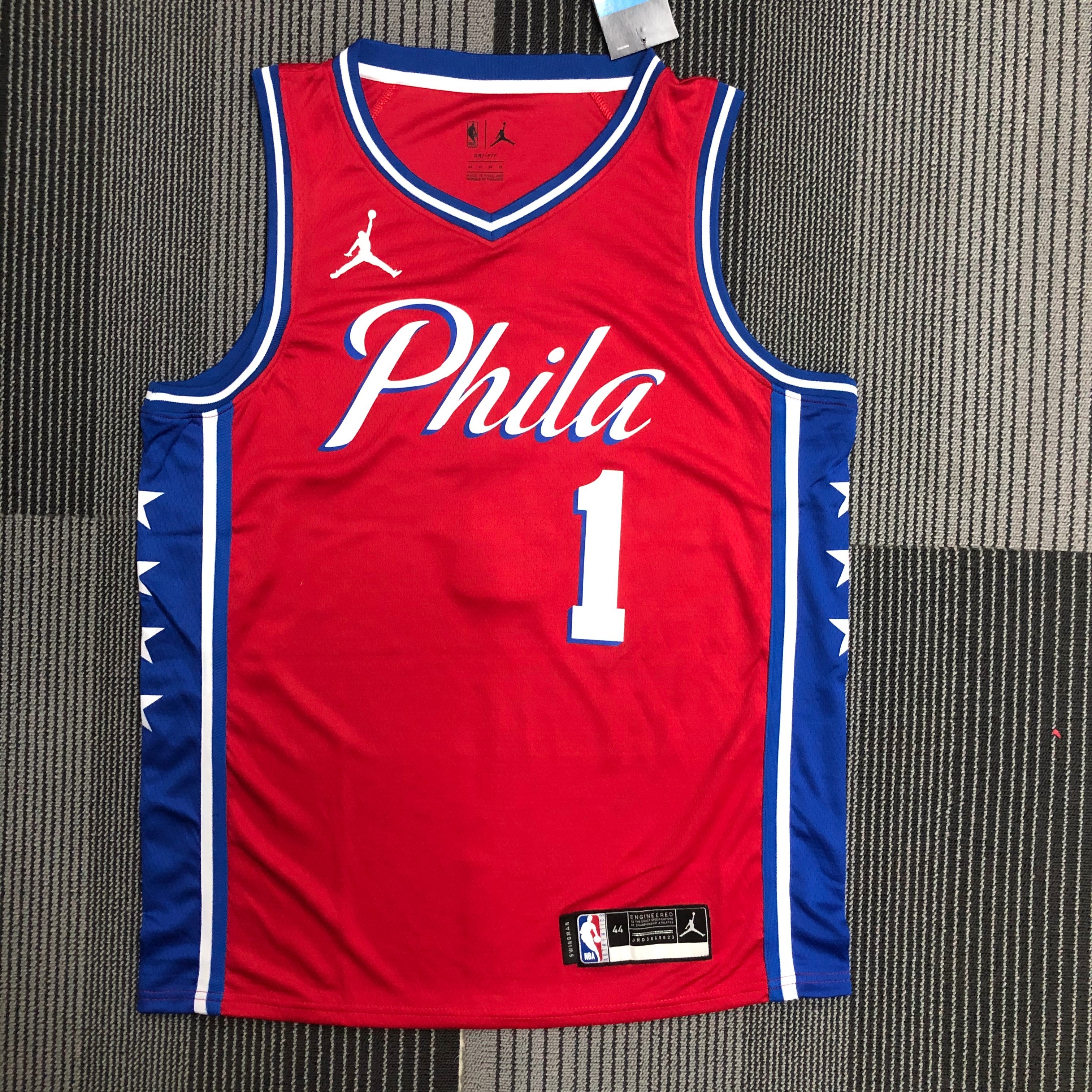 NBA Men Philadelphia 76ers Red #1 HARDEN Jersey with Jordan Logo High Quality Name and Number Print - leoleo123123