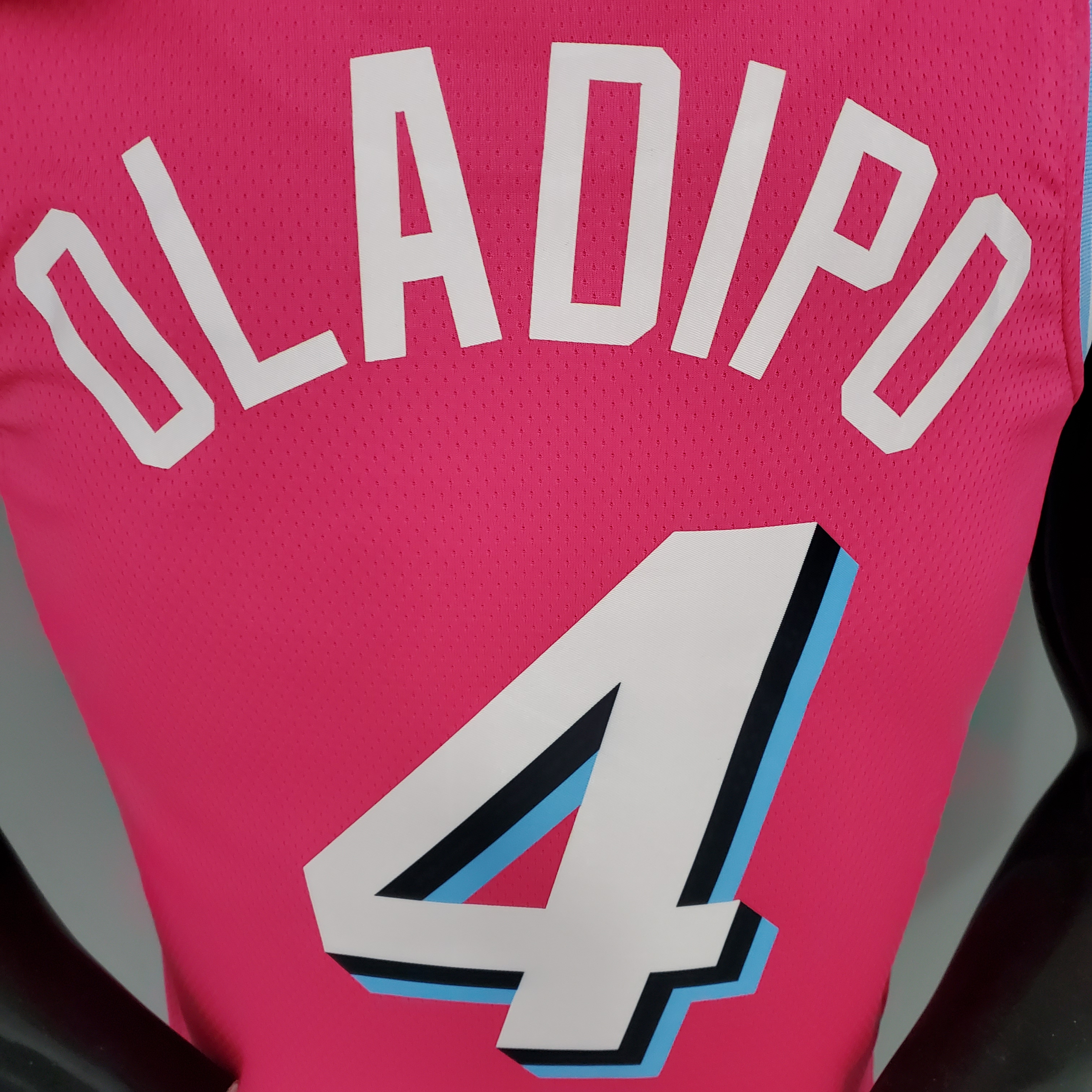 NBA Men Miami Heat Pink City #4 OLADIPO Jersey High Quality Name and Number Print - leoleo123123