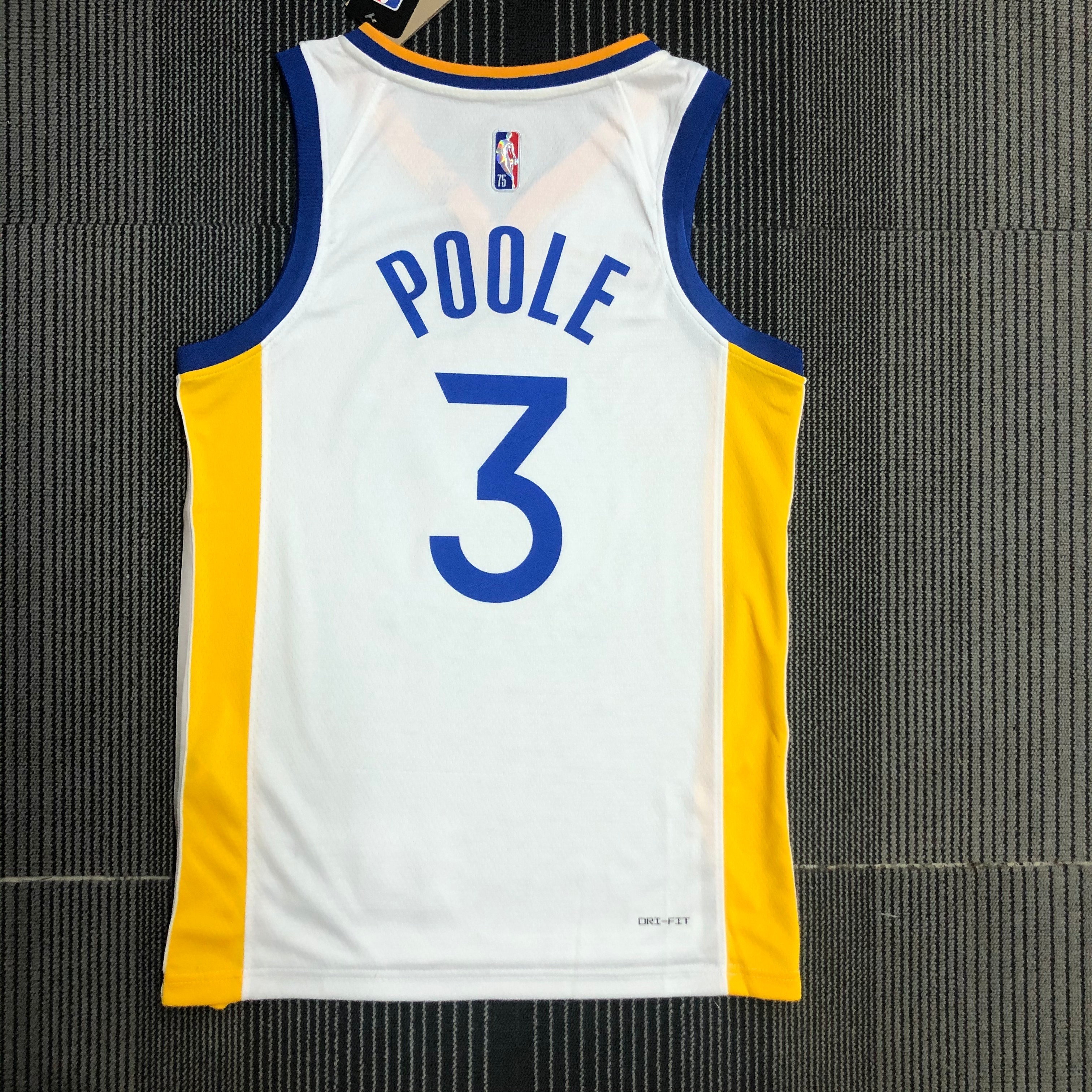 NBA Men 75th Anniversary Golden State Warriors White V-neck #3 POOLE Jersey High Quality Name and Number Print - leoleo123123