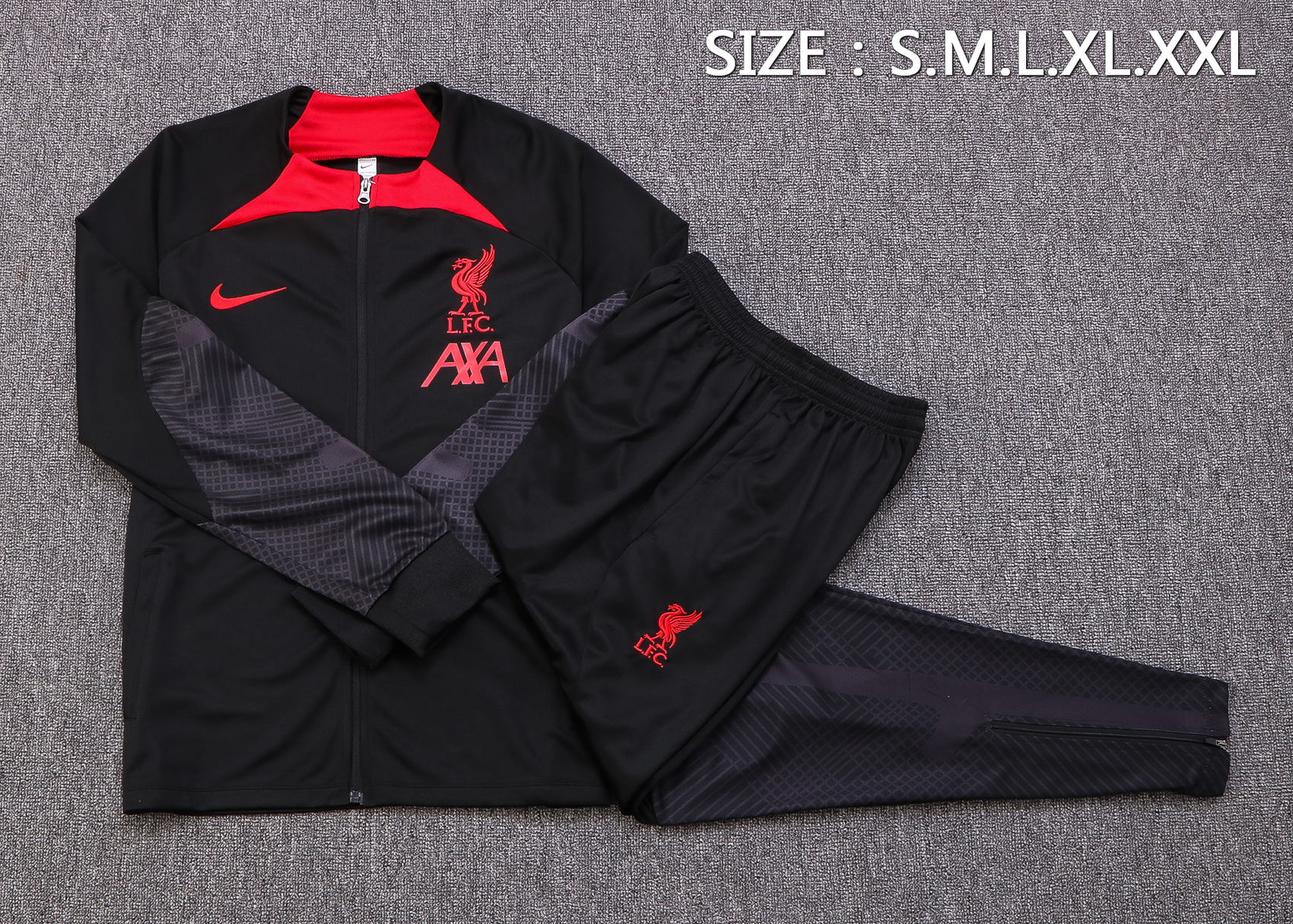 22/23 Liverpool Black with Red Collar Jacket Tracksuit Thai Quality - leoleo123123