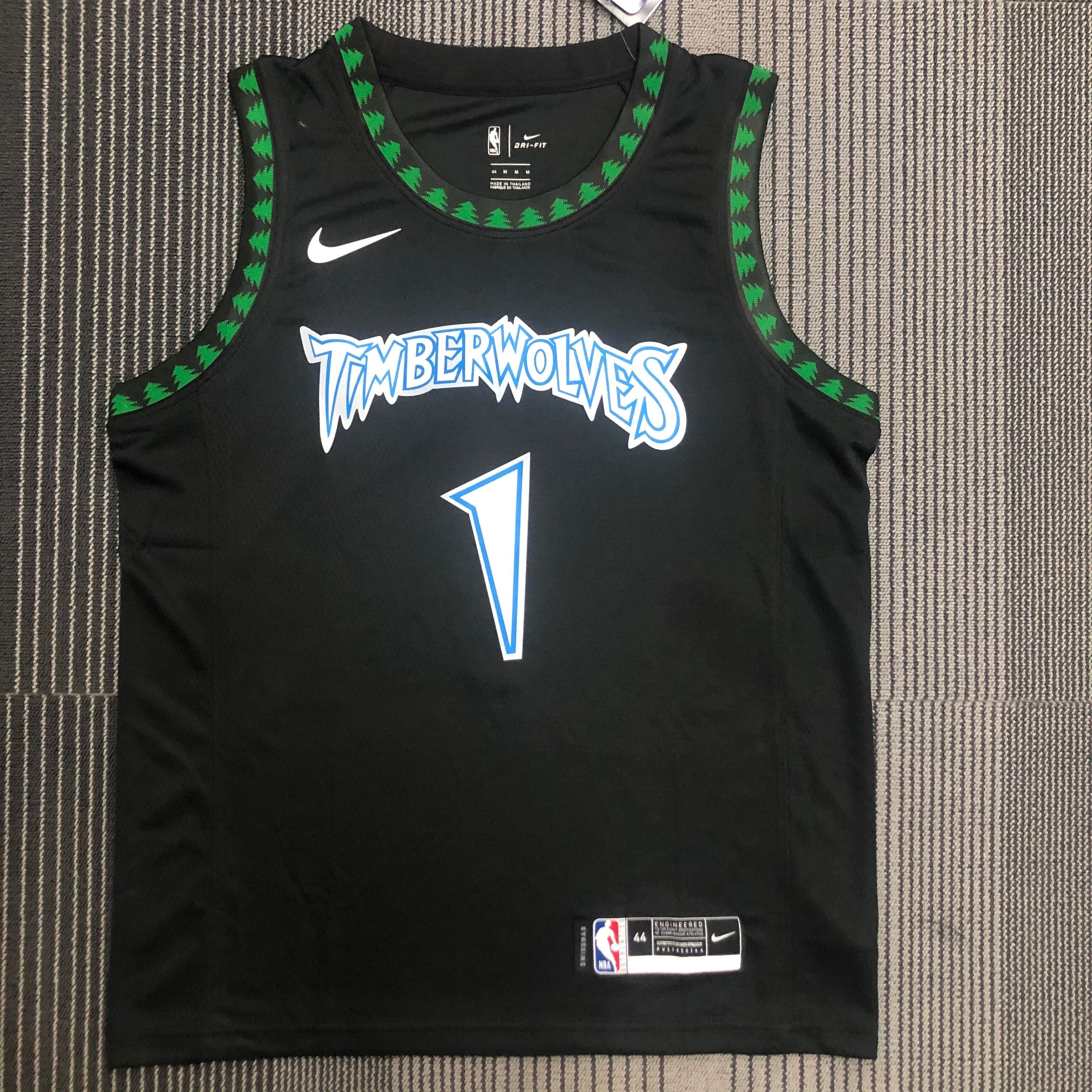 NBA Men Minnesota Timberwolves Retro Black #1 EDWARDS Jersey High Quality Name and Number Print - leoleo123123