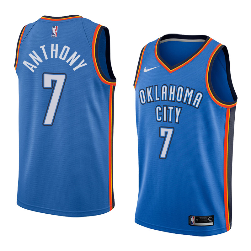 NBA Men Oklahoma City Thunder Blue #7 ANTHONY Jersey High Quality Name and Number Print - leoleo123123